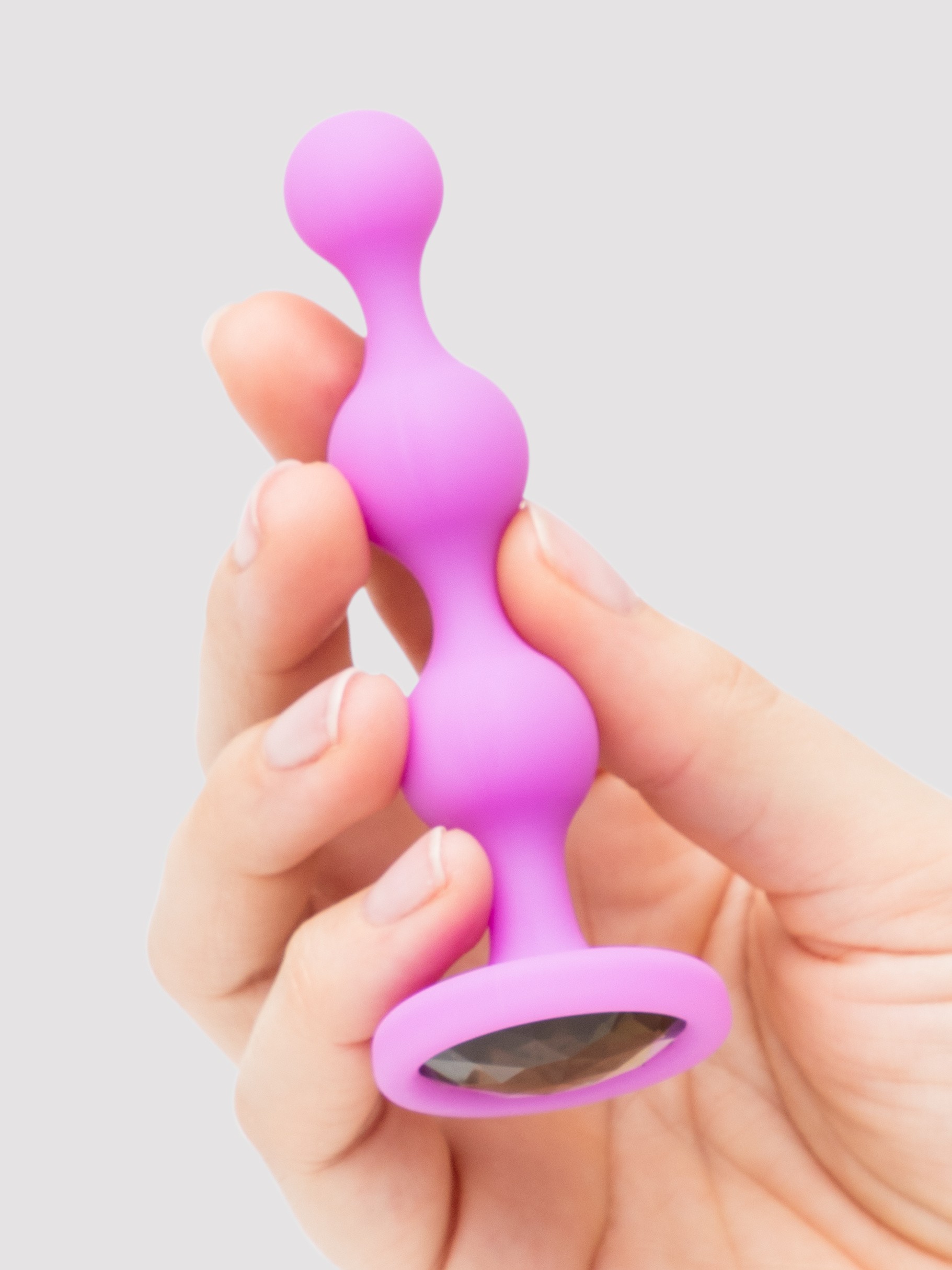 Annabelle Knight Ooh La La! Silicone Jewelled Anal Beads Set (2 Piece), Purple, hi-res