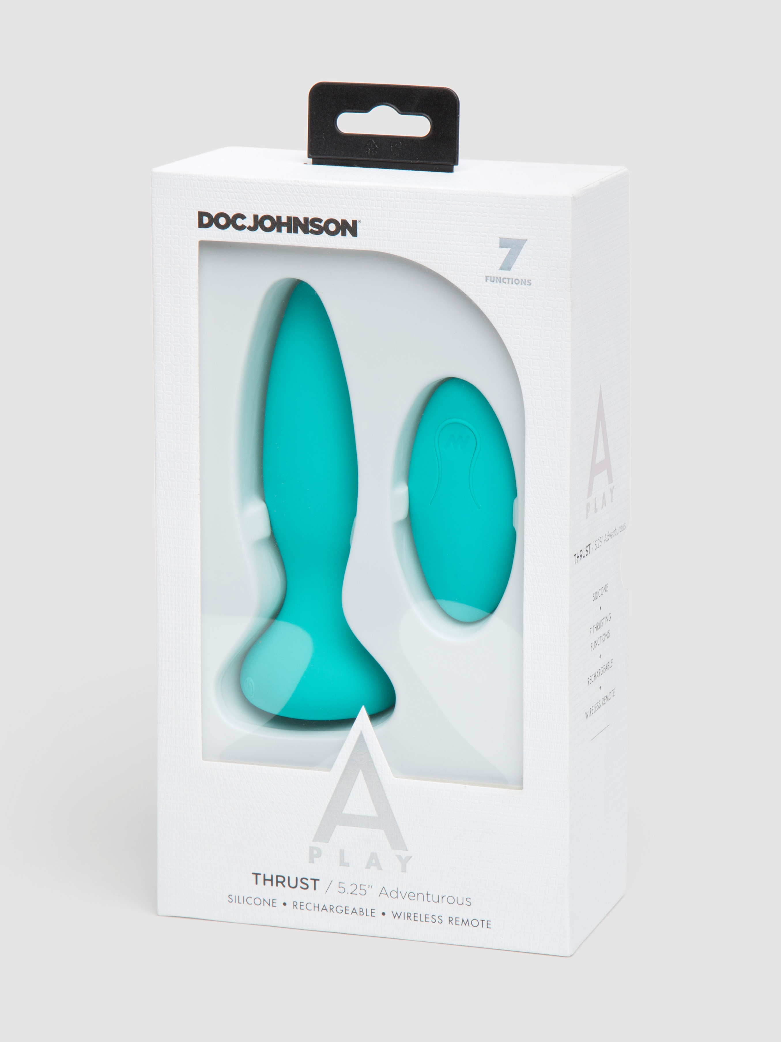 Doc Johnson A-Play Thrusting Remote Control Butt Plug 4 Inch, Blue, hi-res