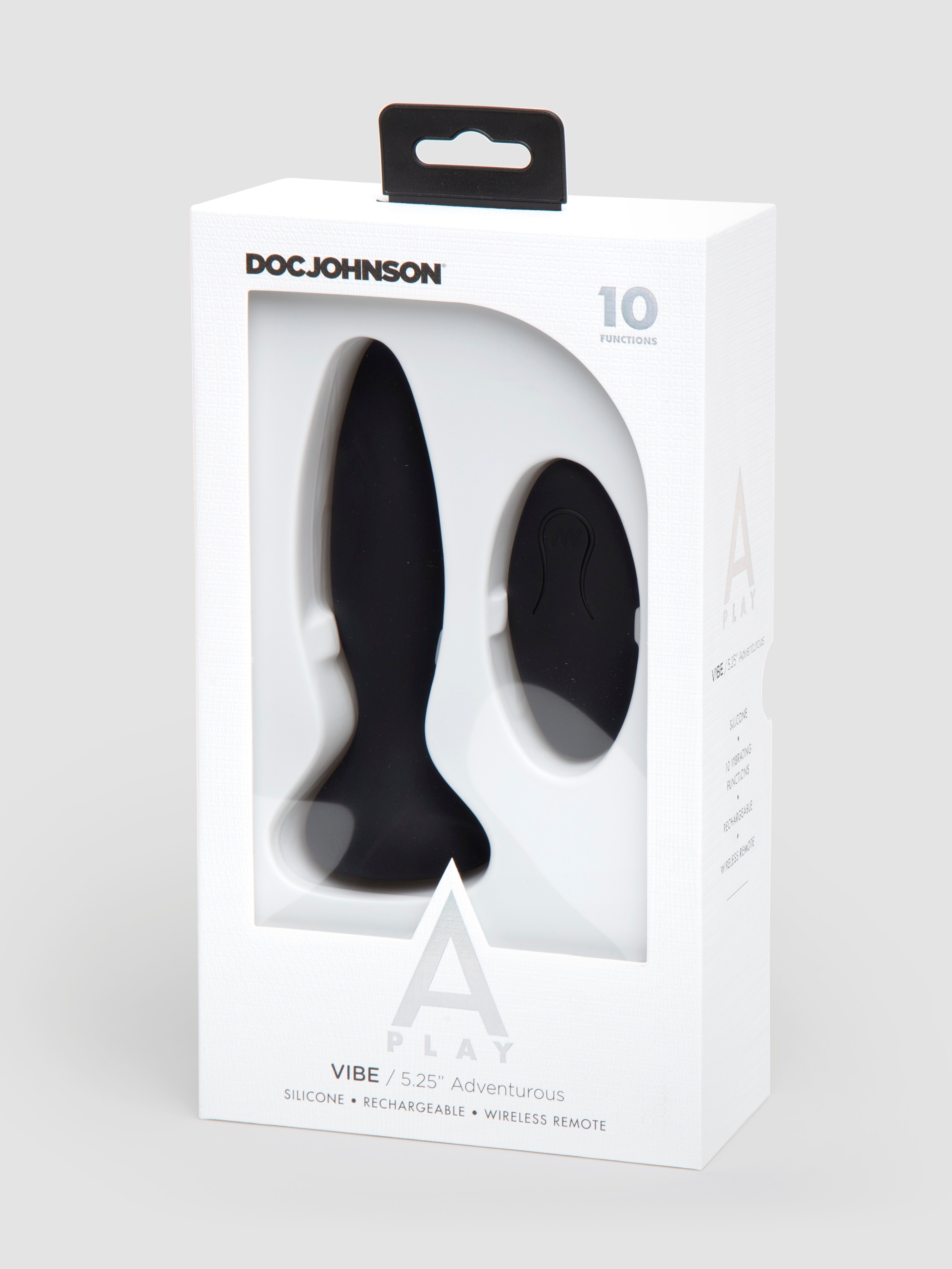 Doc Johnson A-Play Vibrating Remote Control Butt Plug 4 Inch, Black, hi-res