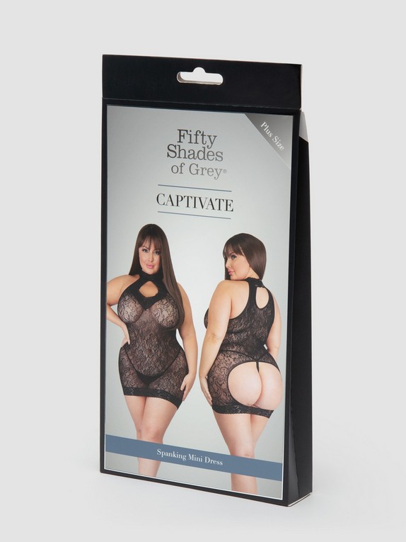 Fifty Shades of Grey Captivate Plus Size Black Lace Spanking Mini Dress