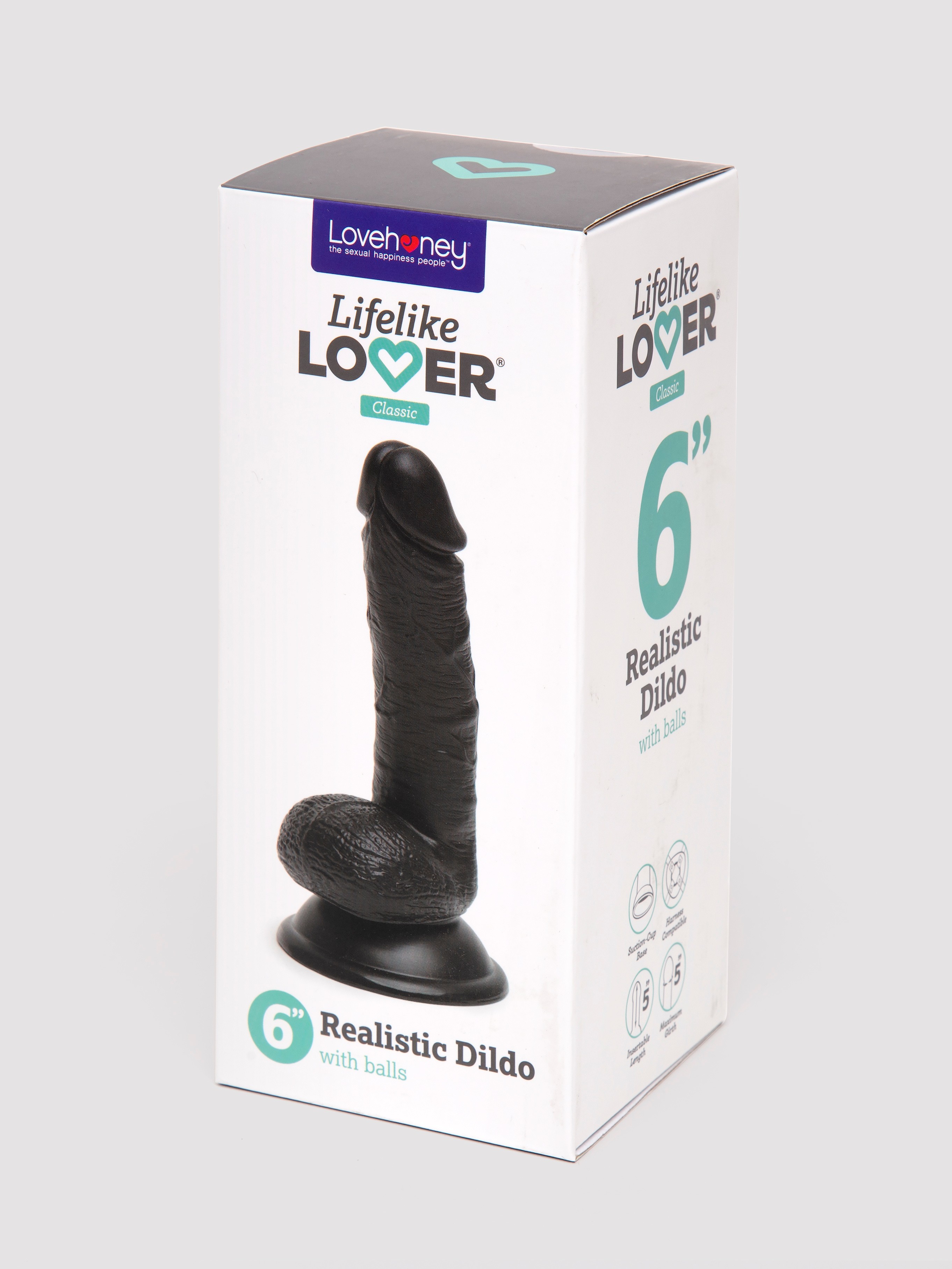 Lifelike Lover Classic Realistic Dildo 6 Inch, Black, hi-res
