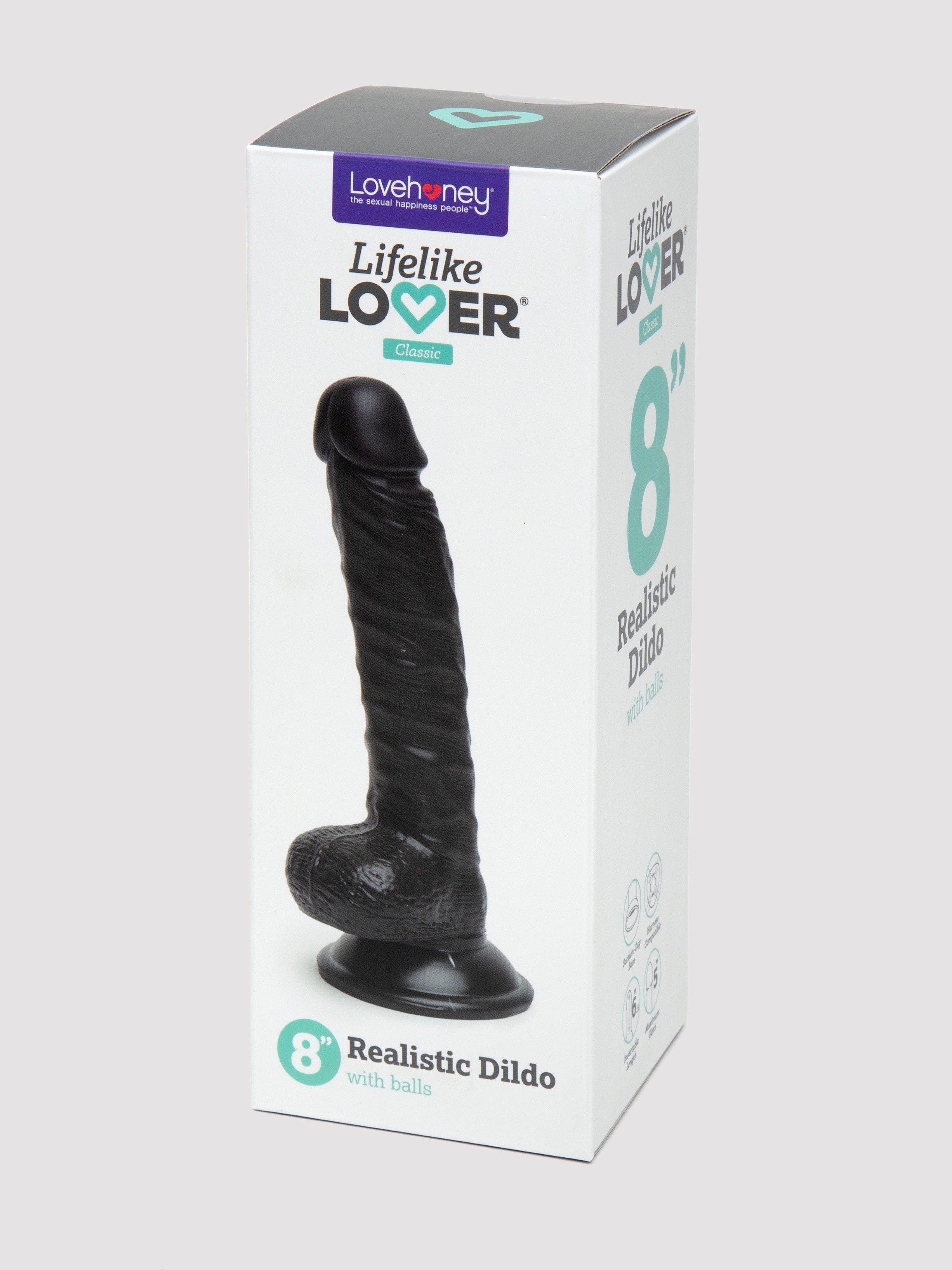 Lifelike Lover Classic Realistic Dildo 8 Inch, Black, hi-res
