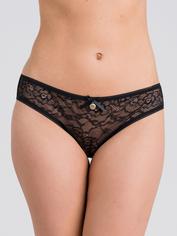 Fifty Shades of Grey Captivate Lace Open-Back Knickers, Black, hi-res