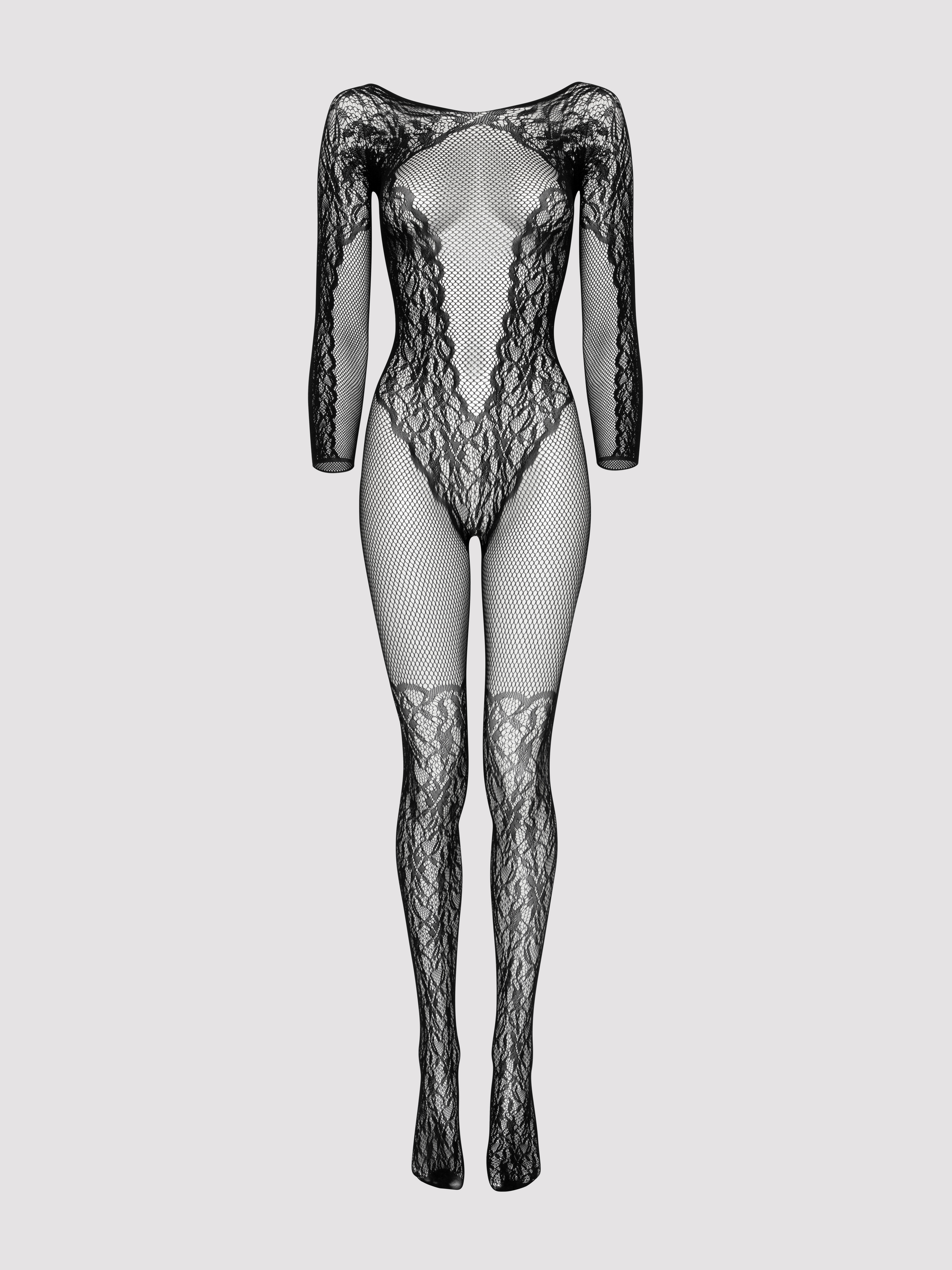 Fifty Shades of Grey Captivate Lace Spanking Bodystocking, Black, hi-res