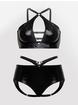 Fifty Shades of Grey Captivate Wet Look Crotchless Bra Set, Black, hi-res
