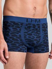 LHM Wild Thing Blue Leopard Print Seamless Boxer Shorts, Blue, hi-res