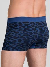 LHM Wild Thing Blue Leopard Print Seamless Boxer Shorts, Blue, hi-res