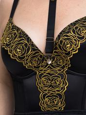 Fifty Shades of Grey Captivate Plus Size Black and Gold Basque Set, Black, hi-res