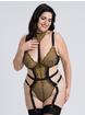 Fifty Shades of Grey Captivate Plus Size Black and Gold Teddy, Black, hi-res