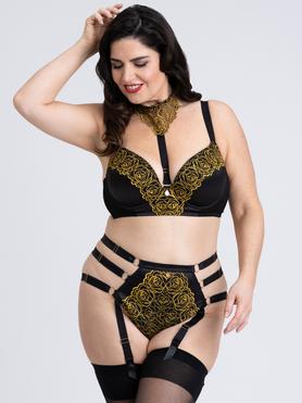 Fifty Shades of Grey Captivate Plus Size Black and Gold Bra Set