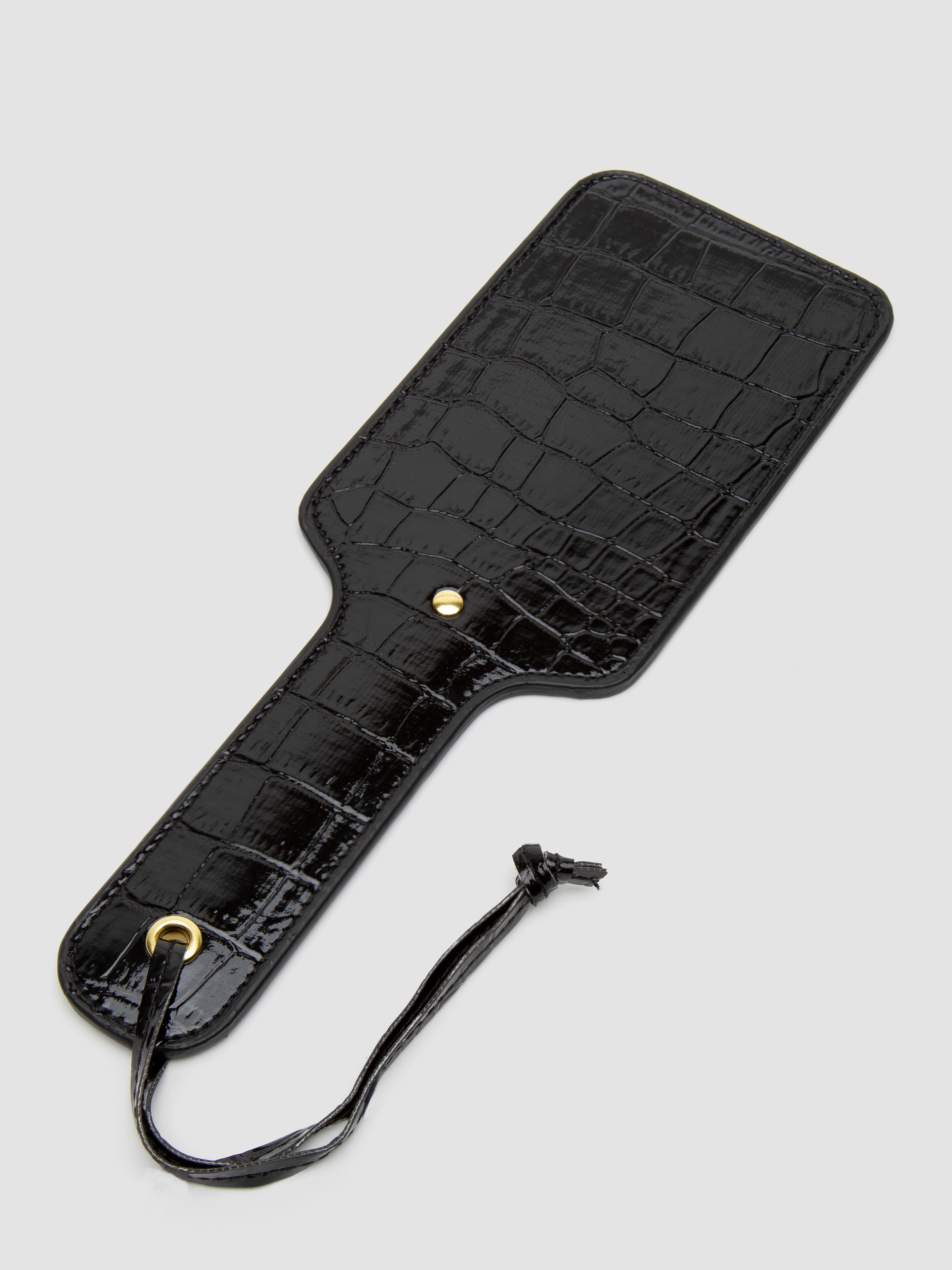 Bondage Boutique Faux Crocodile Leather Paddle, Black, hi-res