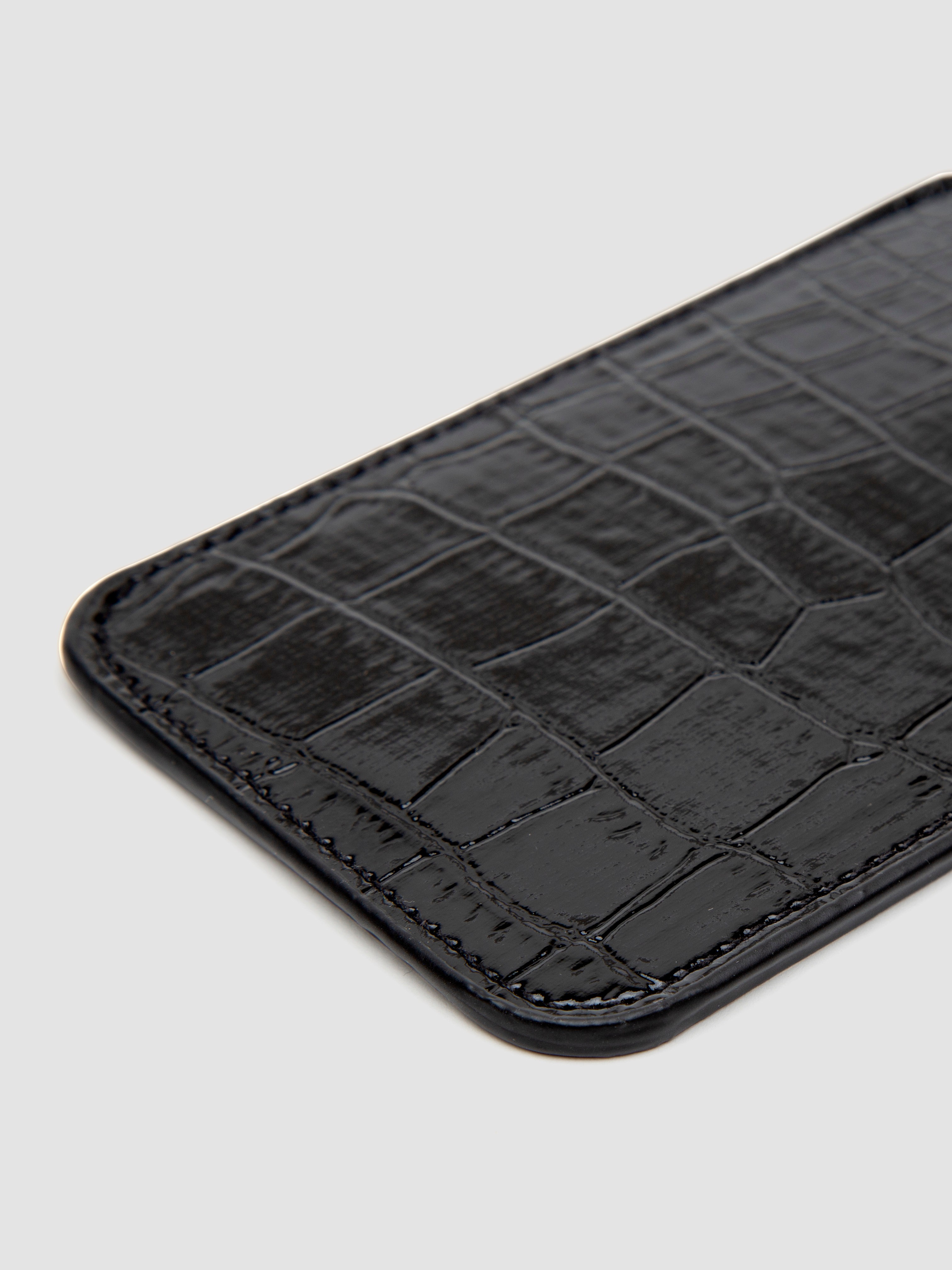 Bondage Boutique Faux Crocodile Leather Paddle, Black, hi-res