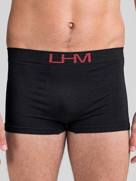 LHM Total Stud Black Seamless Boxer Shorts , Black, hi-res