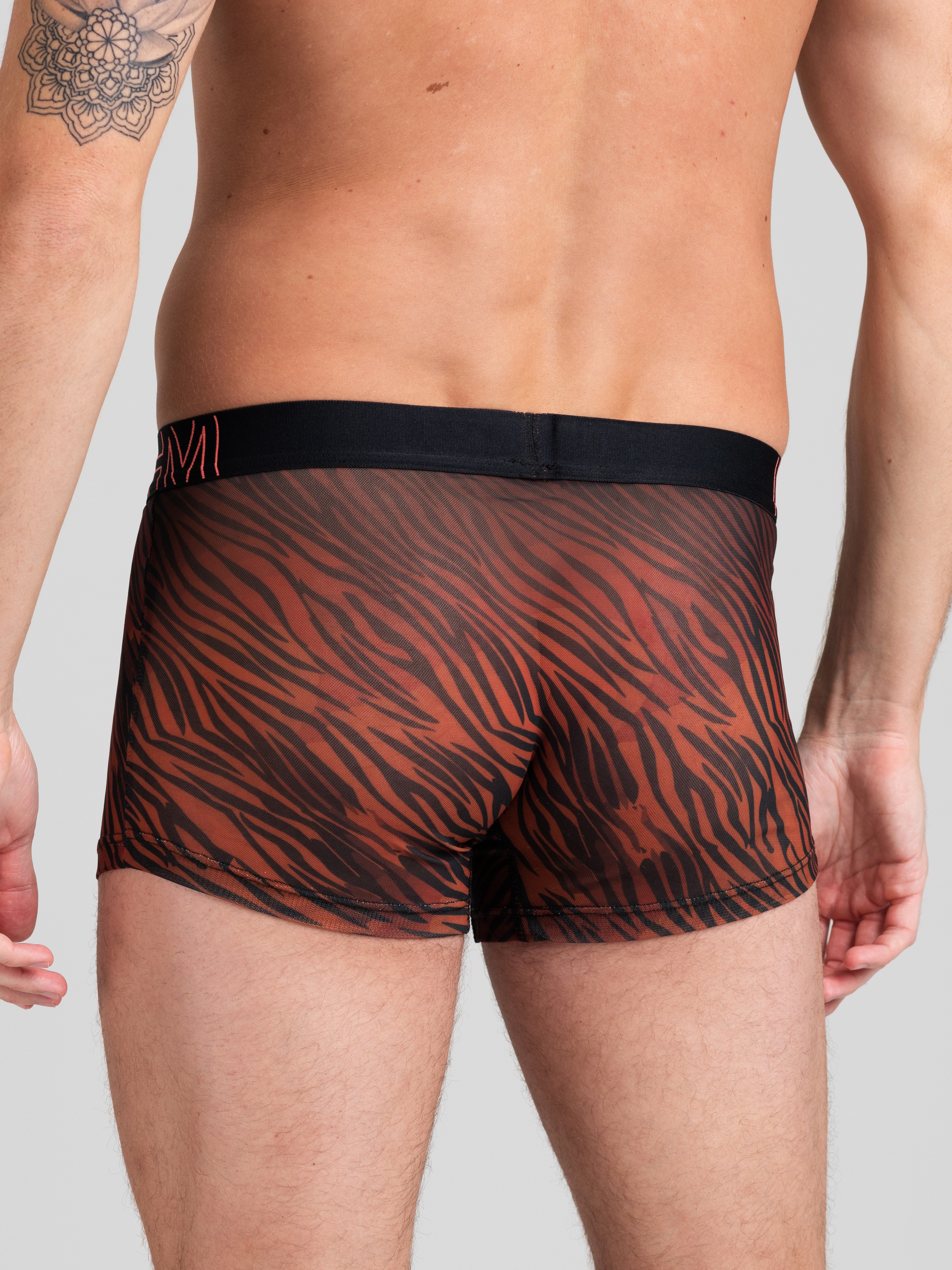 LHM Tiger Stripe Mesh Boxer Shorts, Black, hi-res