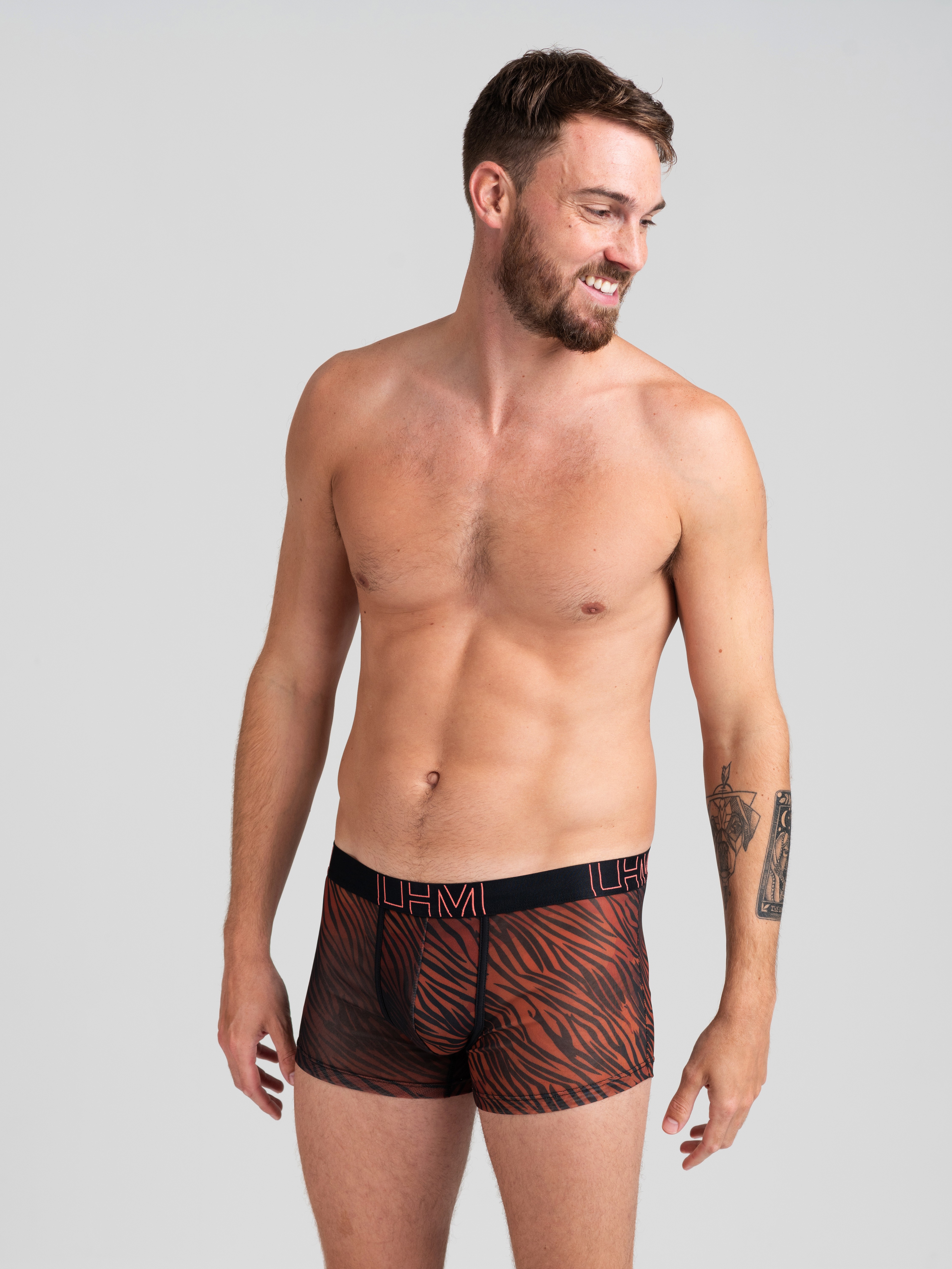 LHM Tiger Stripe Mesh Boxer Shorts, Black, hi-res