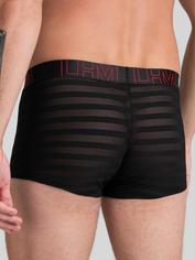 LHM Black Fishnet Stripe Mesh Boxer Shorts, Black, hi-res