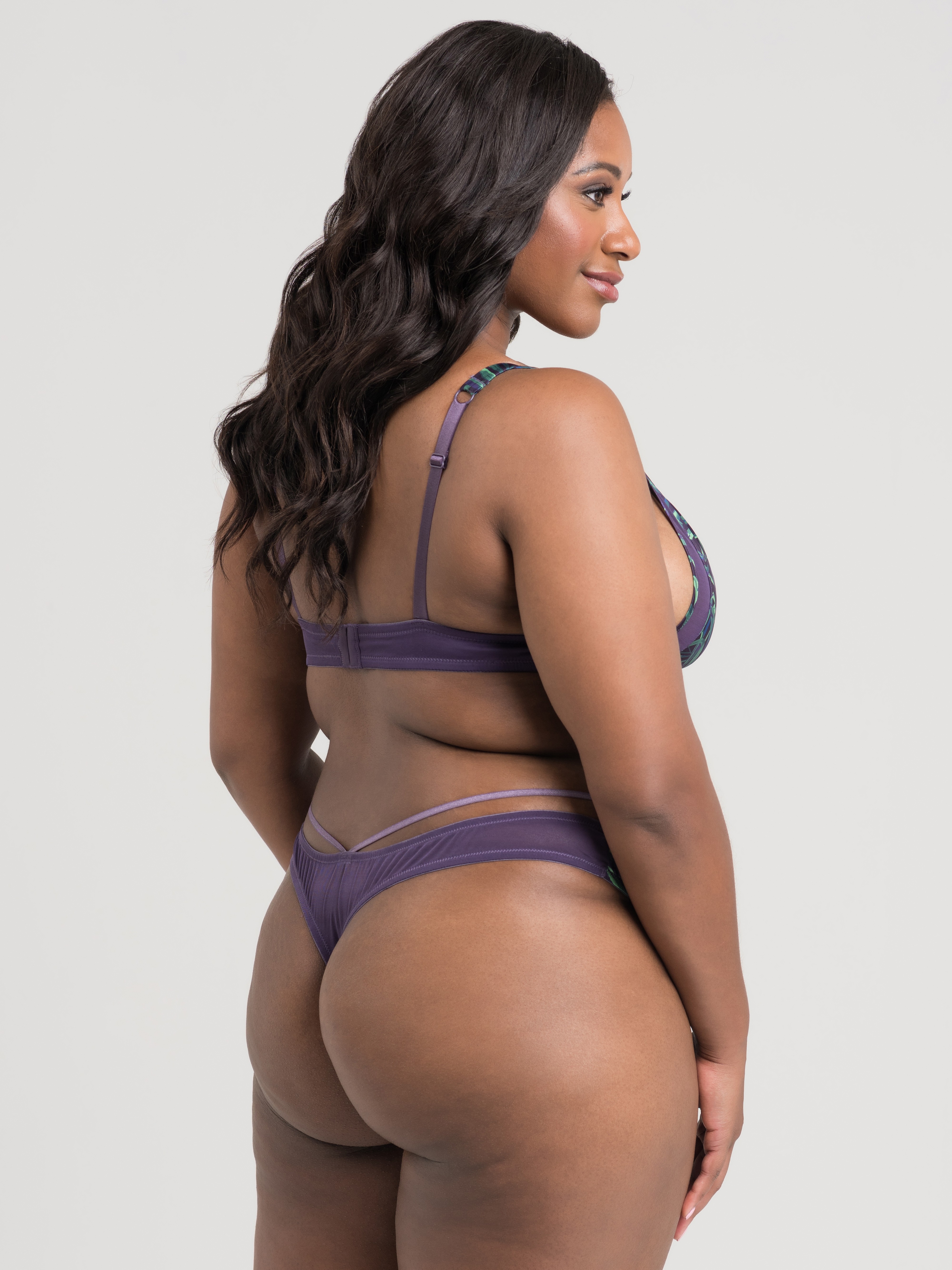 Lovehoney Paradise Lust Purple Strappy Bra Set, Purple, hi-res