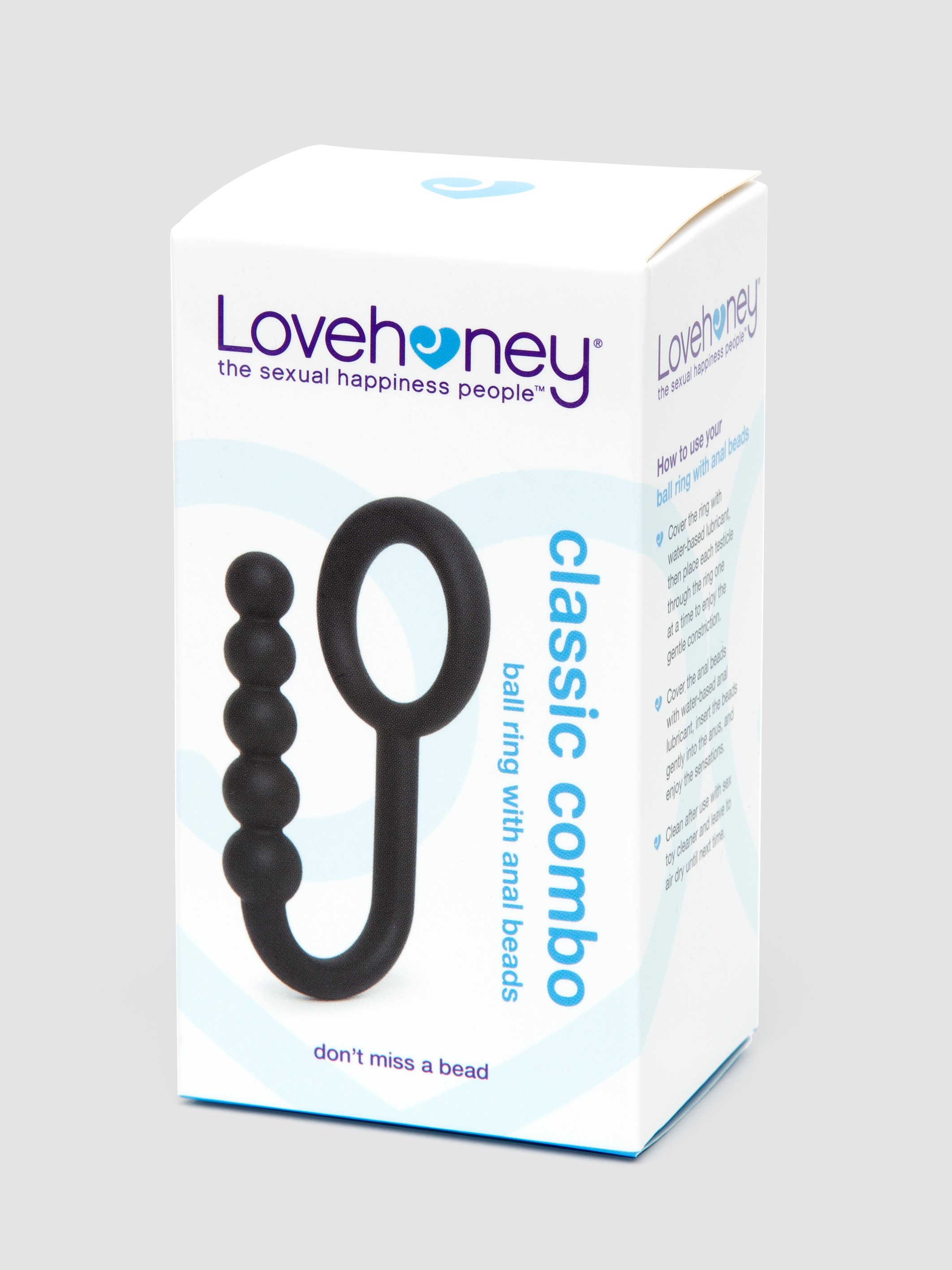 Lovehoney Classic Combo Silicone Ball Ring with Anal Beads, Black, hi-res