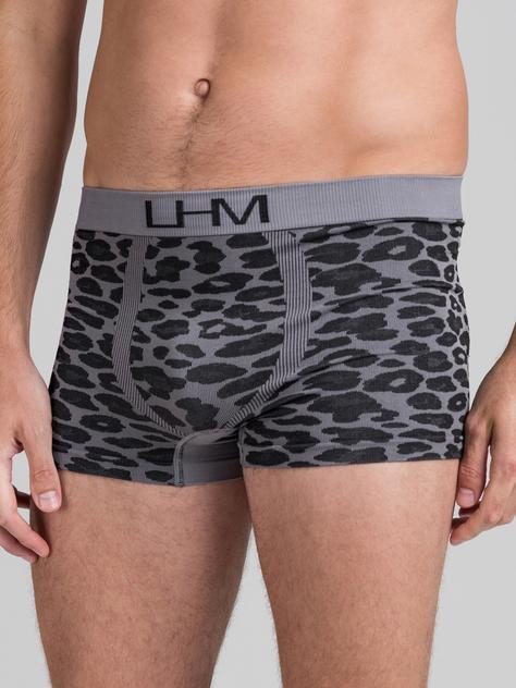 LHM Wild Thing Grey Leopard Print Seamless Boxer Shorts, Grey, hi-res