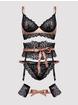 Lovehoney Pearl Faux Leather and Lace Bra Set, Black, hi-res