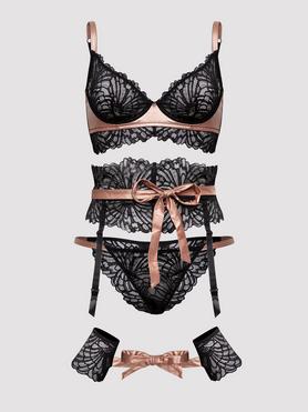 Lovehoney Pearl Faux Leather and Lace Bra Set