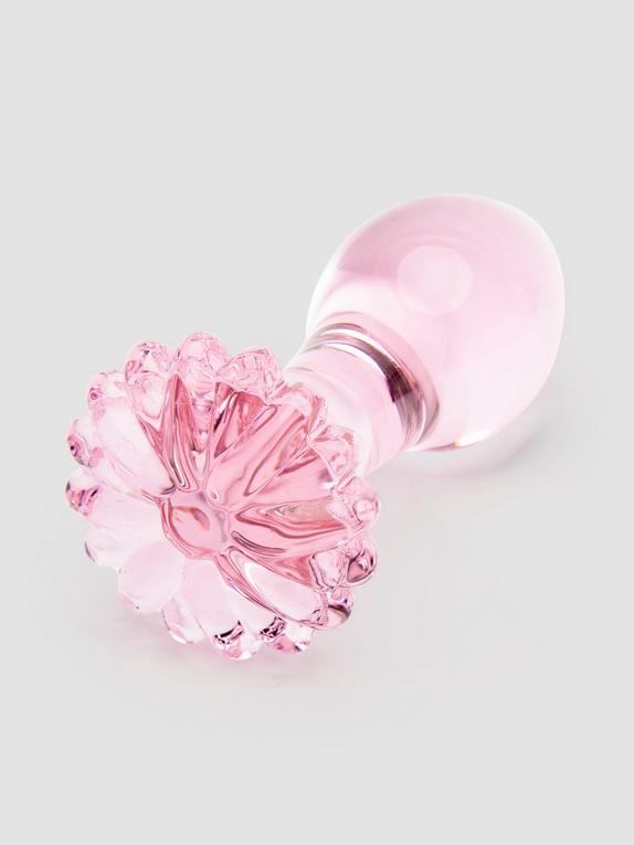 Lovehoney Medium Daisy Sensual Glass Butt Plug 3 Inch, Pink, hi-res