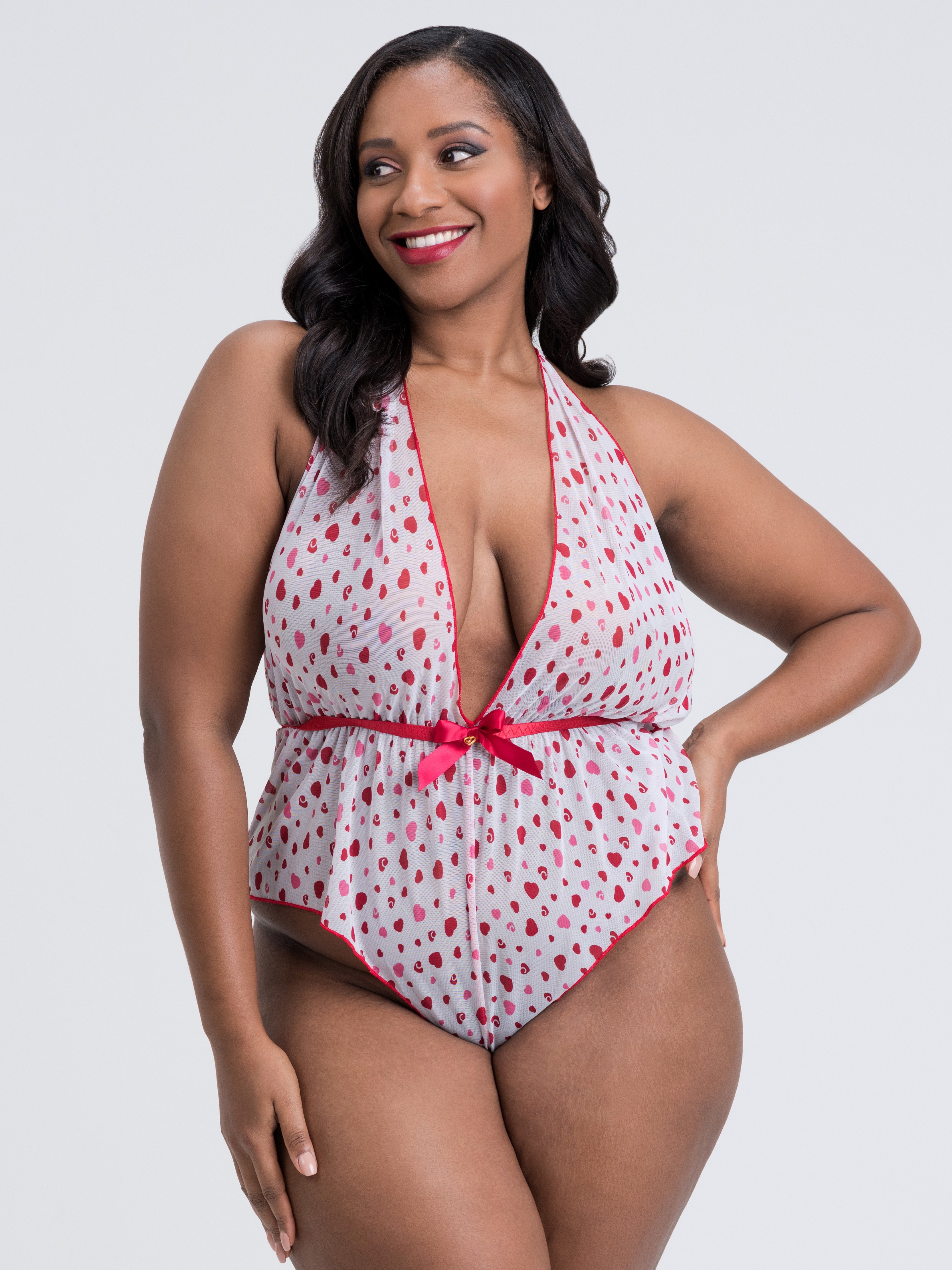 Lovehoney Sweetheart White Heart Pattern Body , White, hi-res