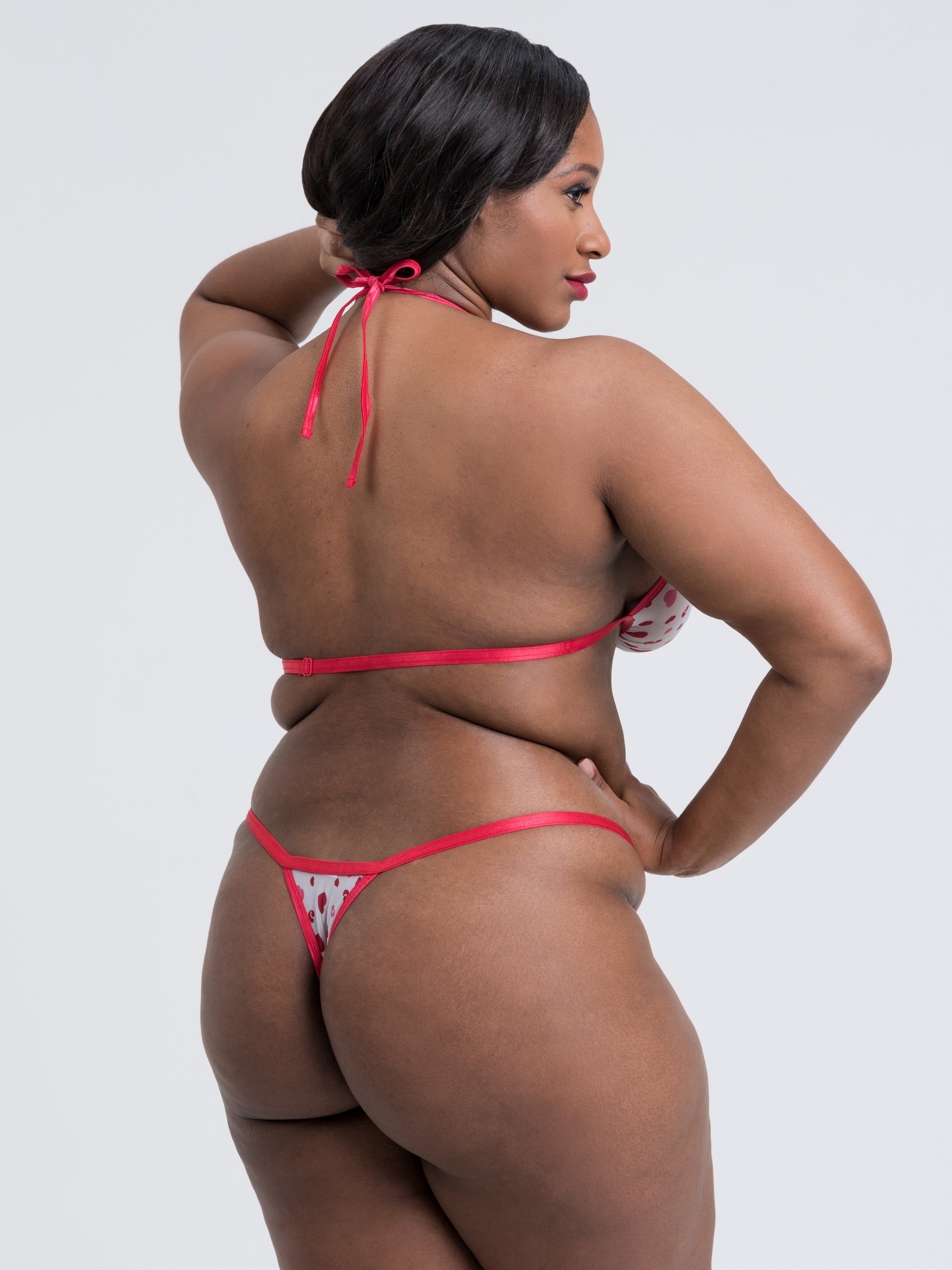 Lovehoney Sweetheart White Heart Pattern Bra Set, White, hi-res