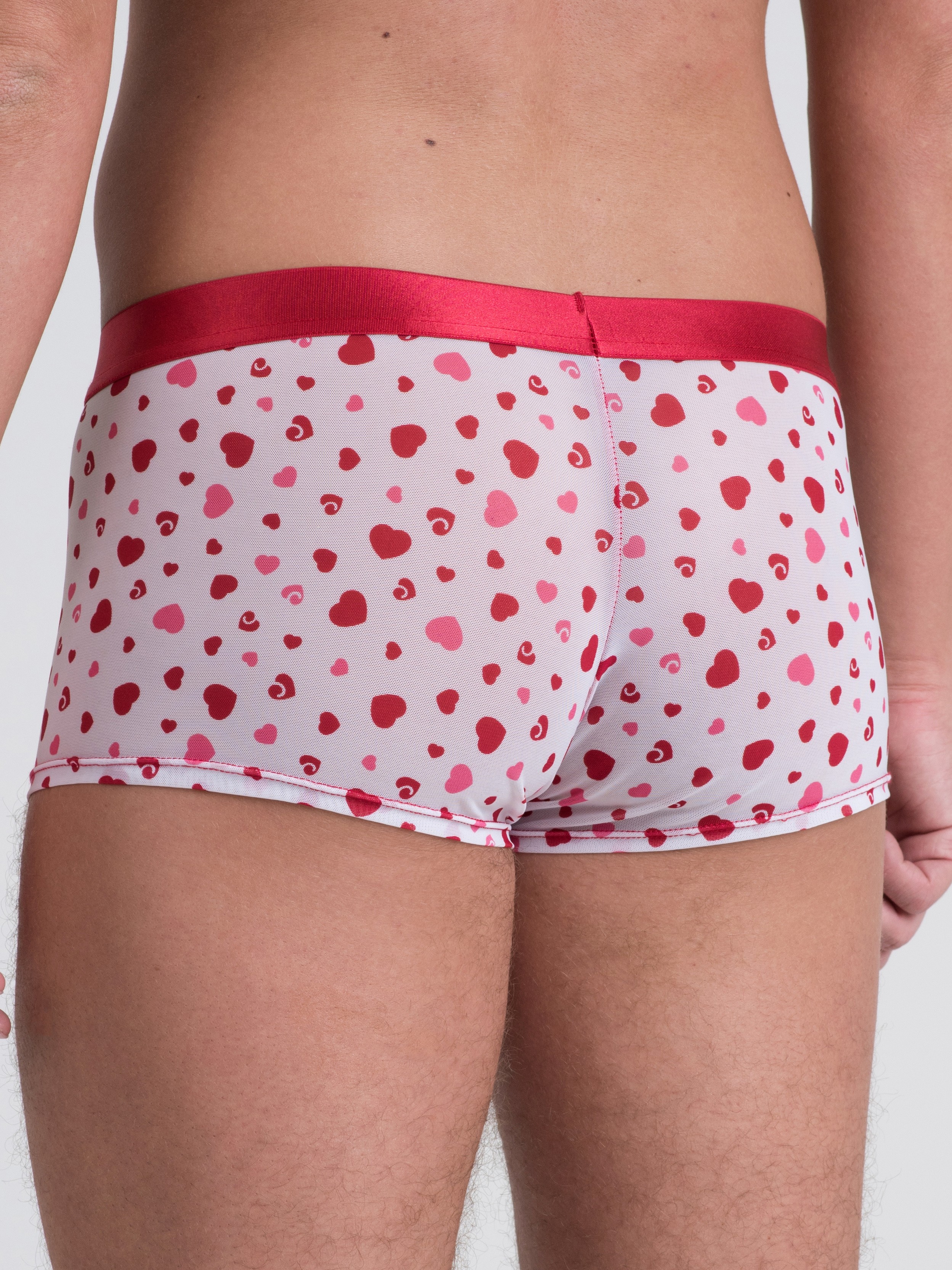 Lovehoney Sweetheart White Heart Pattern Boxer Shorts, White, hi-res