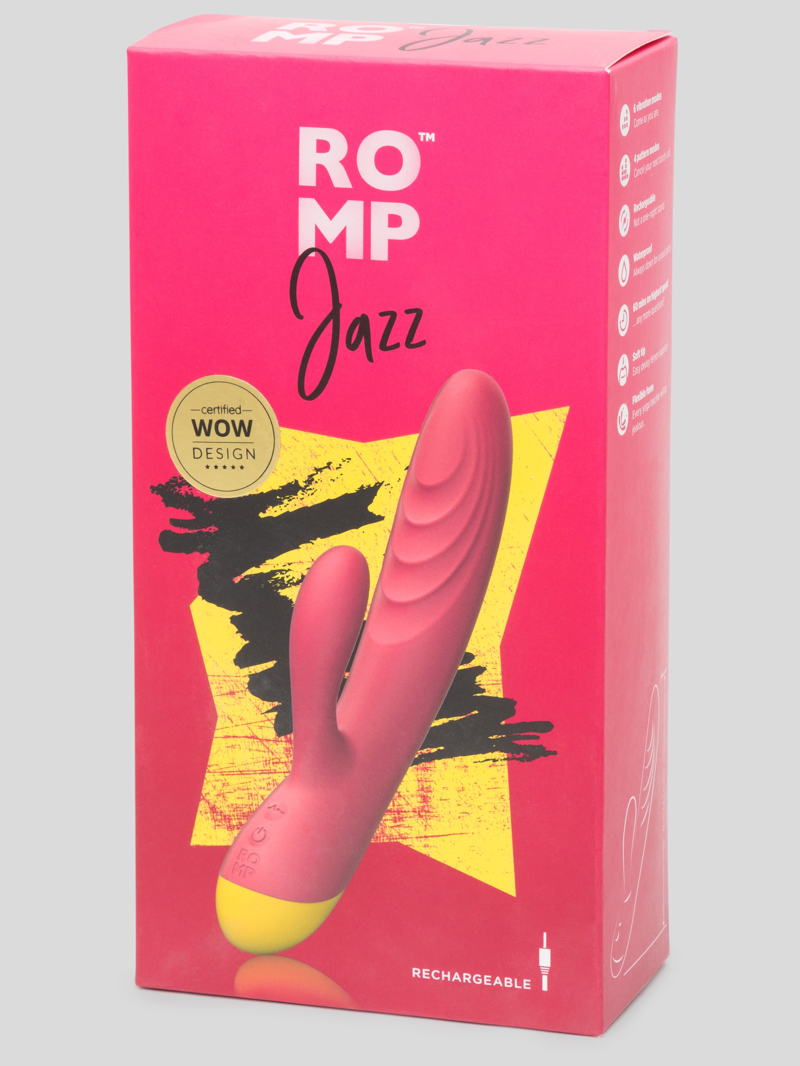 ROMP Jazz Rechargeable Rabbit Vibrator , Pink, hi-res