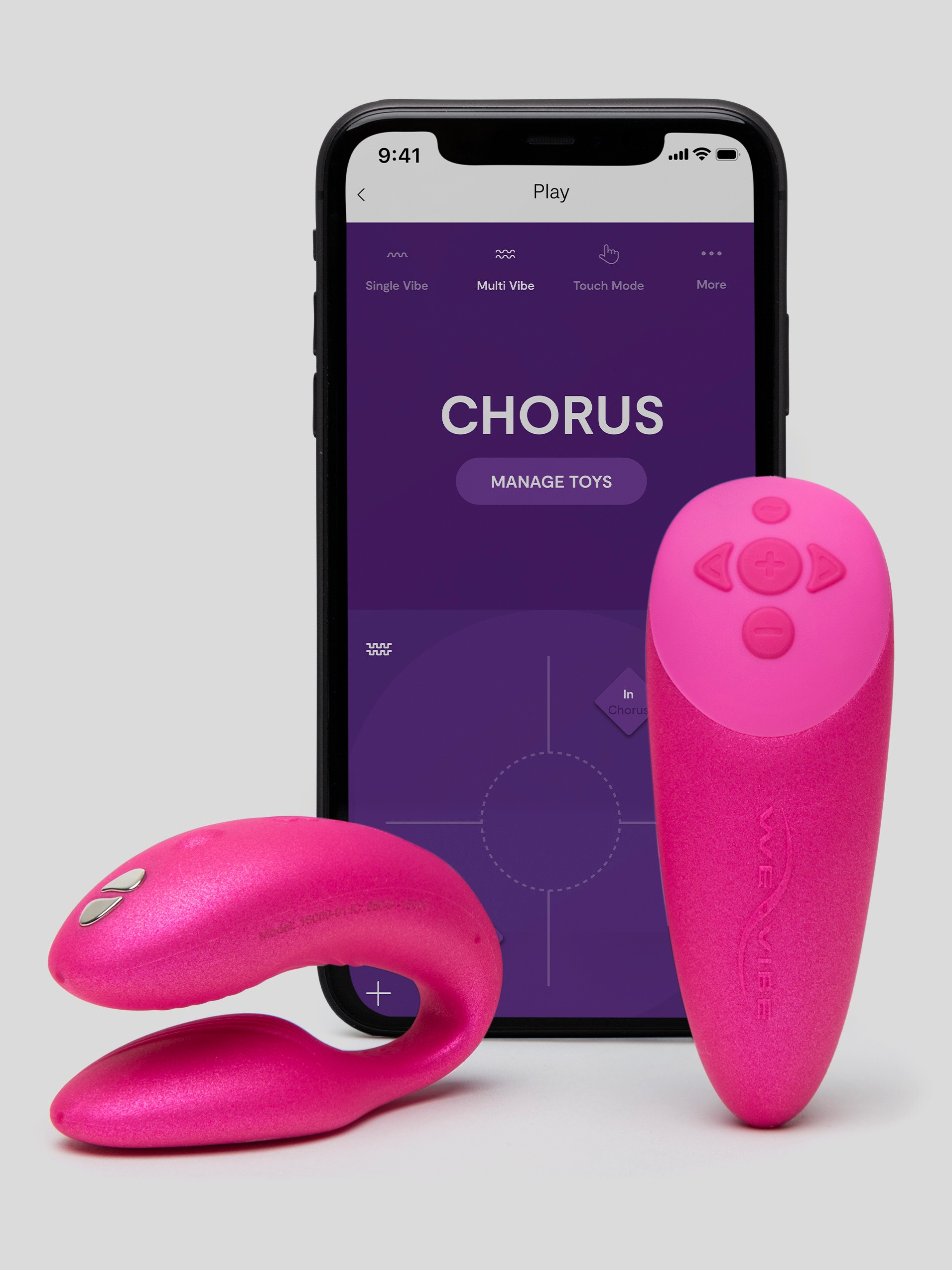 Image of We-Vibe Chorus App and Remote Controlled Rechargeable Couple's Vibrator - Pink
