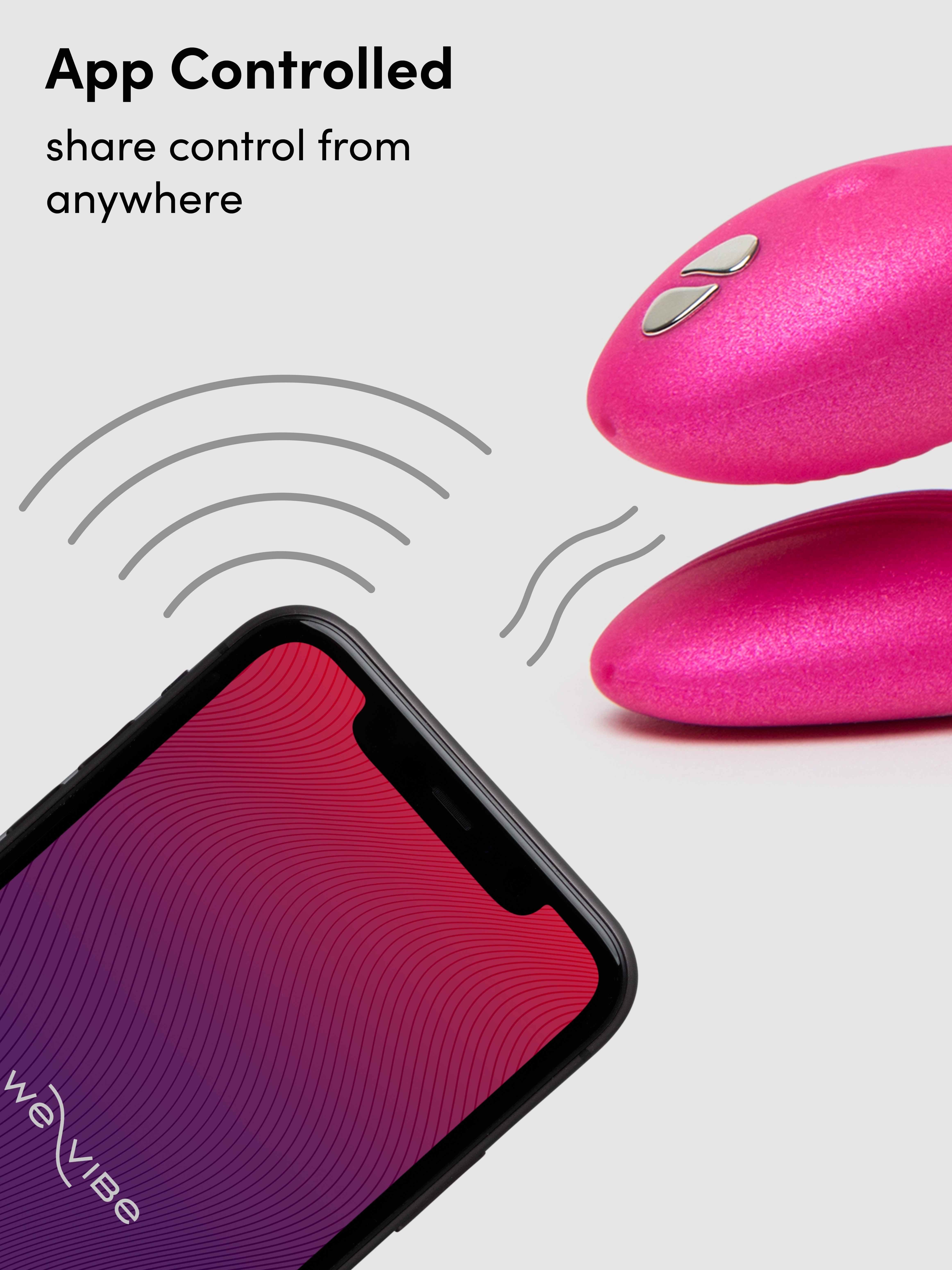 We-Vibe Chorus App and Remote Controlled Rechargeable Couple's Vibrator, Pink, hi-res