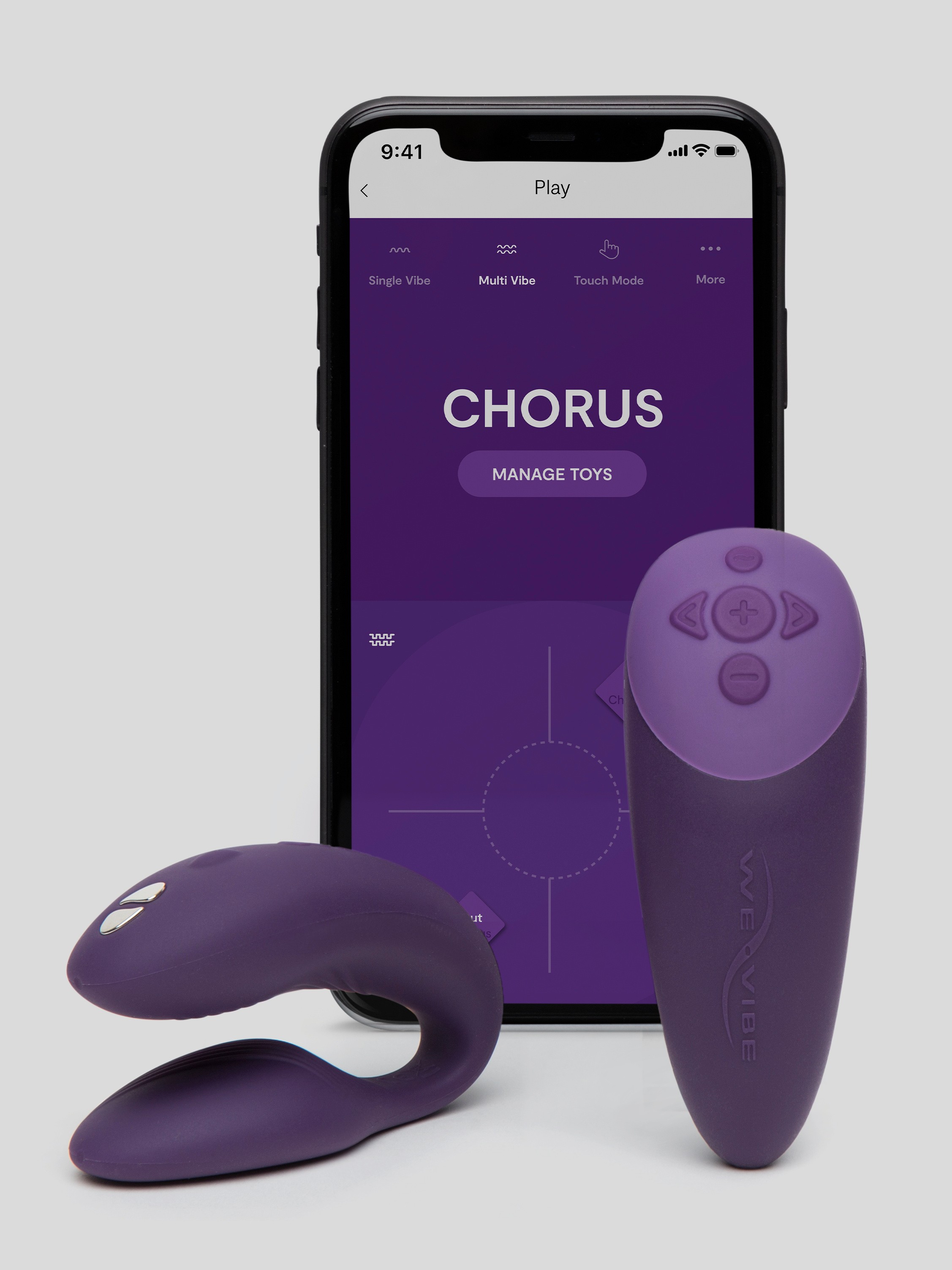 Image of We-Vibe Chorus App and Remote Controlled Rechargeable Couple's Vibrator - Purple