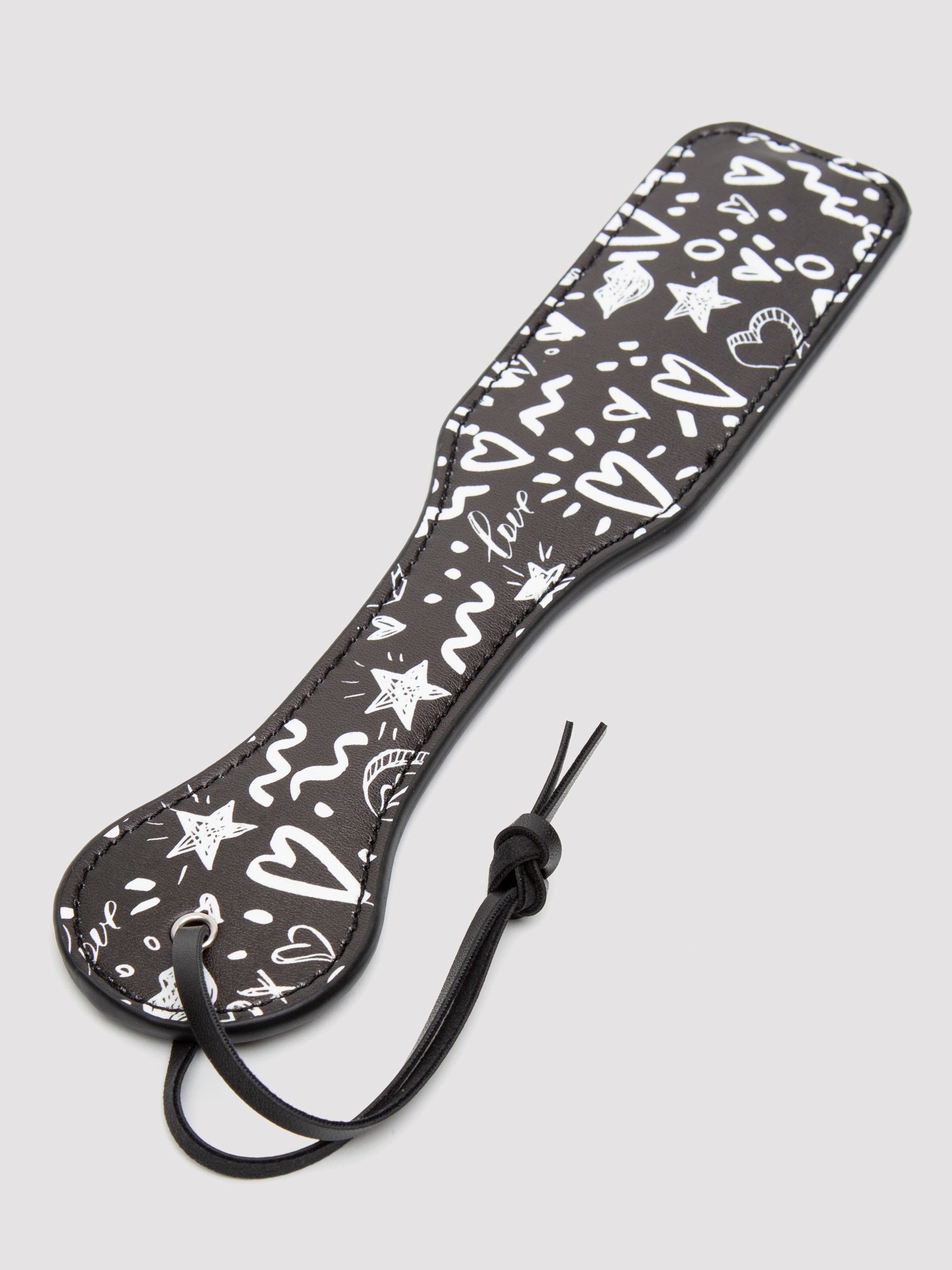 Ouch! Street Art Printed Leather Paddle , Black, hi-res