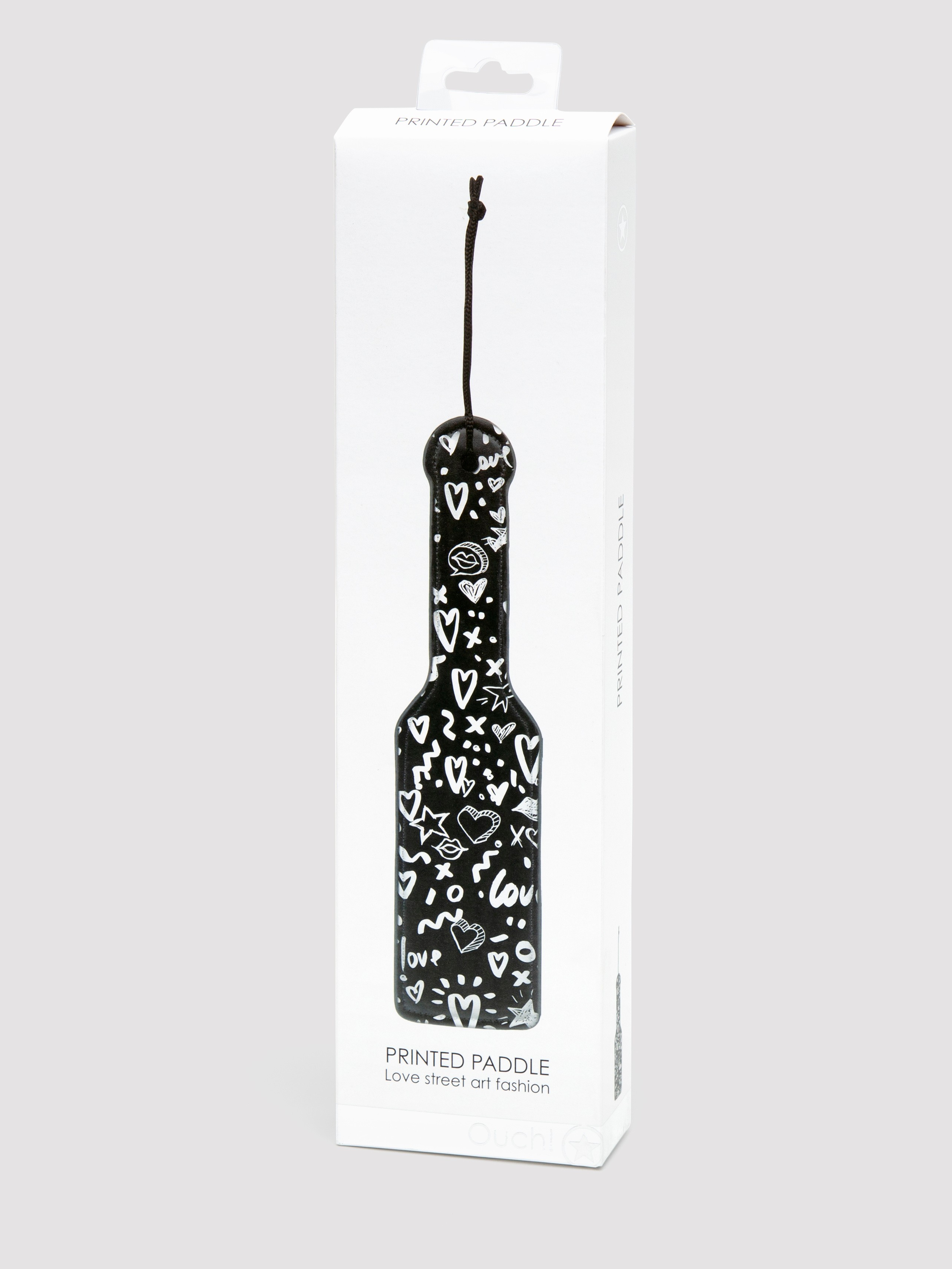 Ouch! Street Art Printed Leather Paddle , Black, hi-res