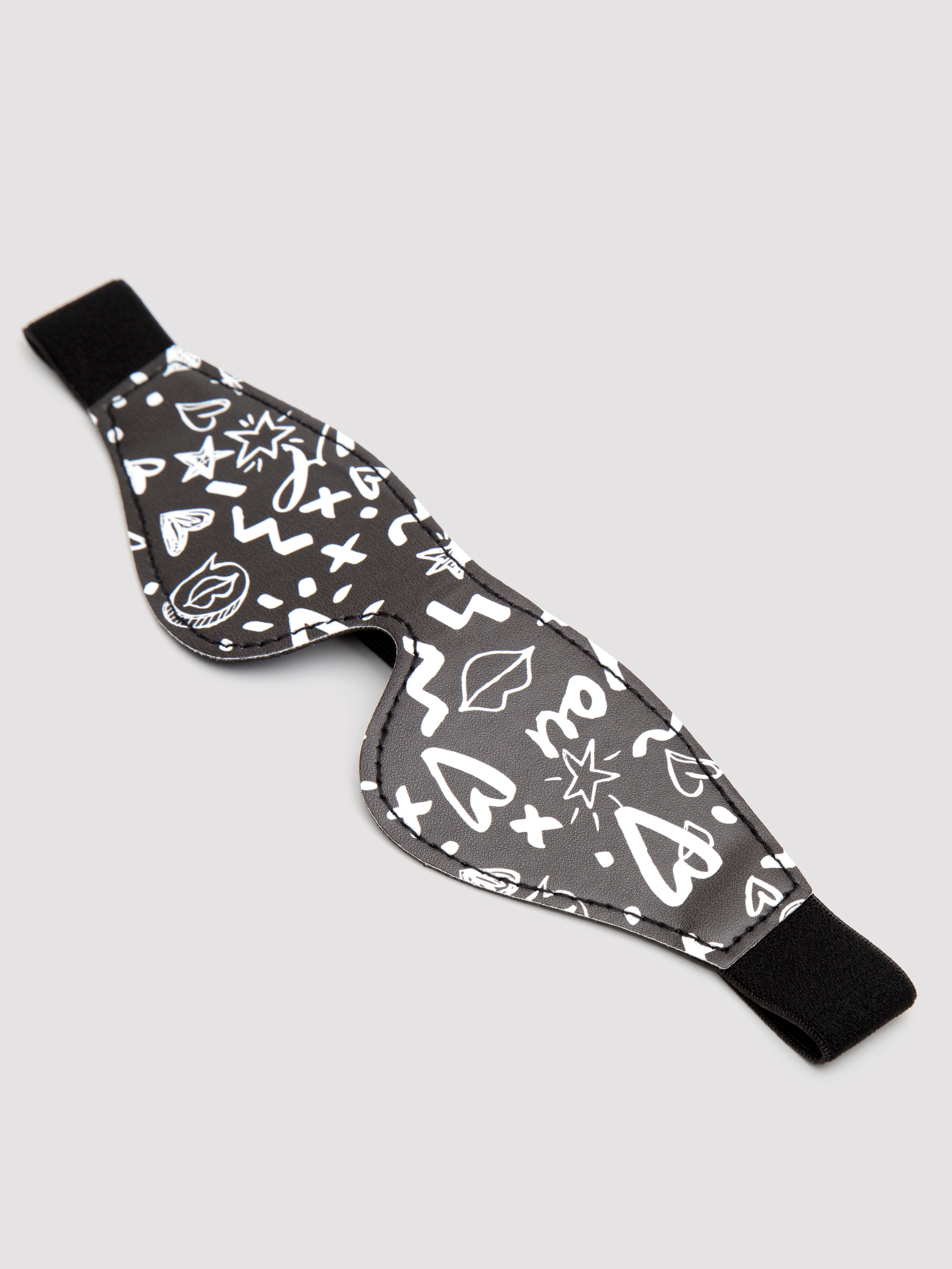 Ouch! Street Art Printed Leather Blindfold , Black, hi-res