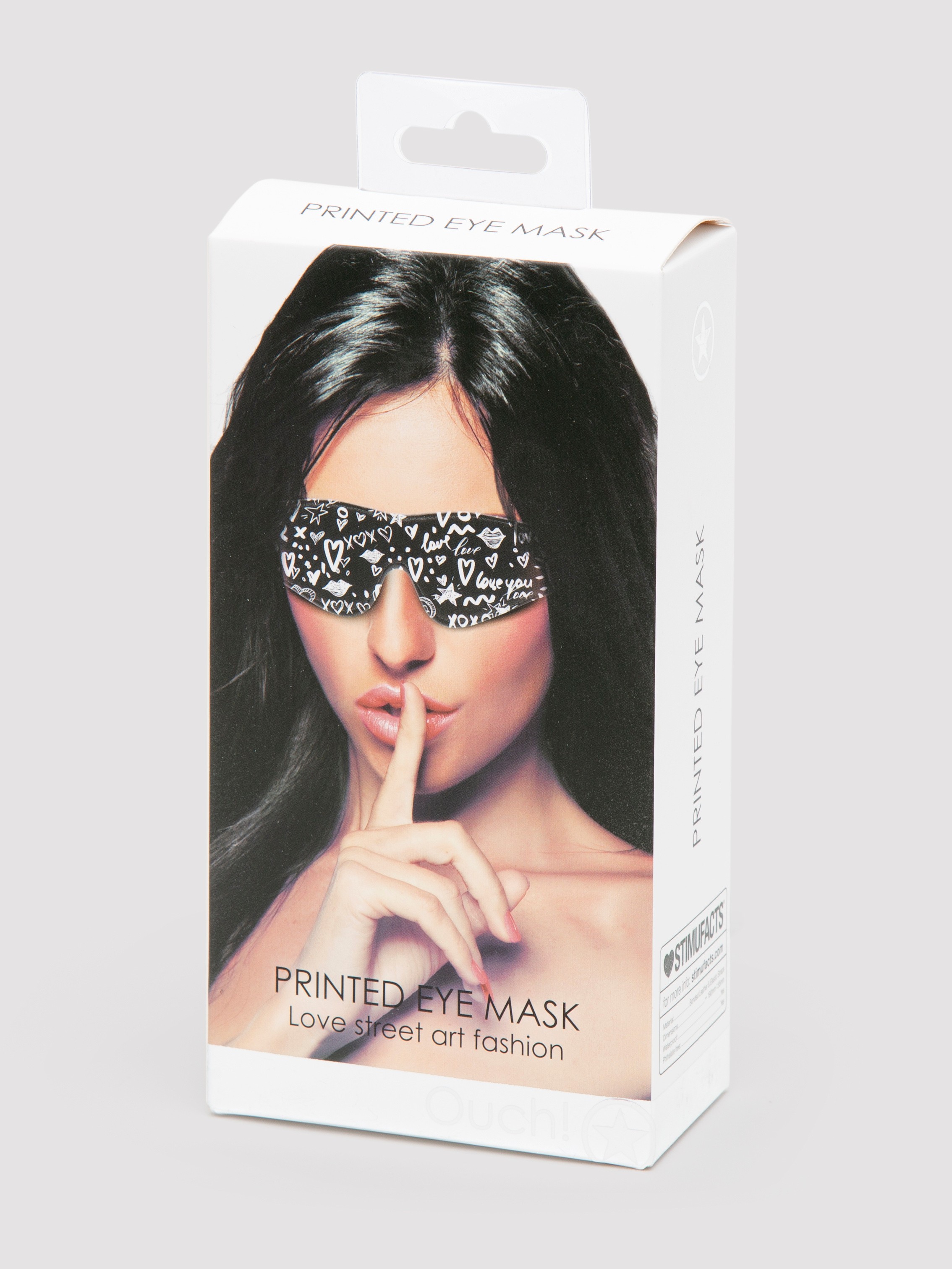 Ouch! Street Art Printed Leather Blindfold , Black, hi-res