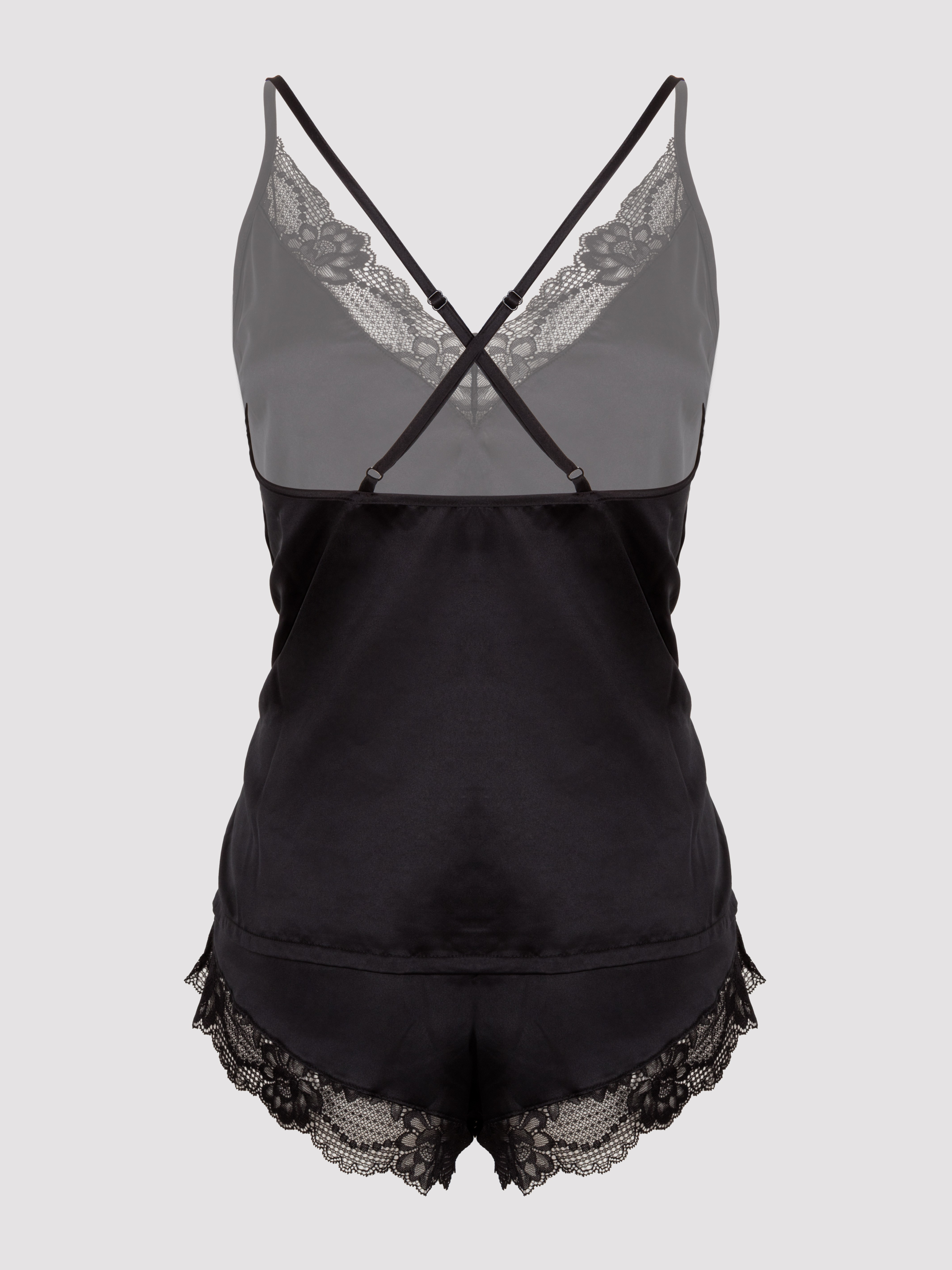 Lovehoney Jewel Satin Black Cami Set, Black, hi-res