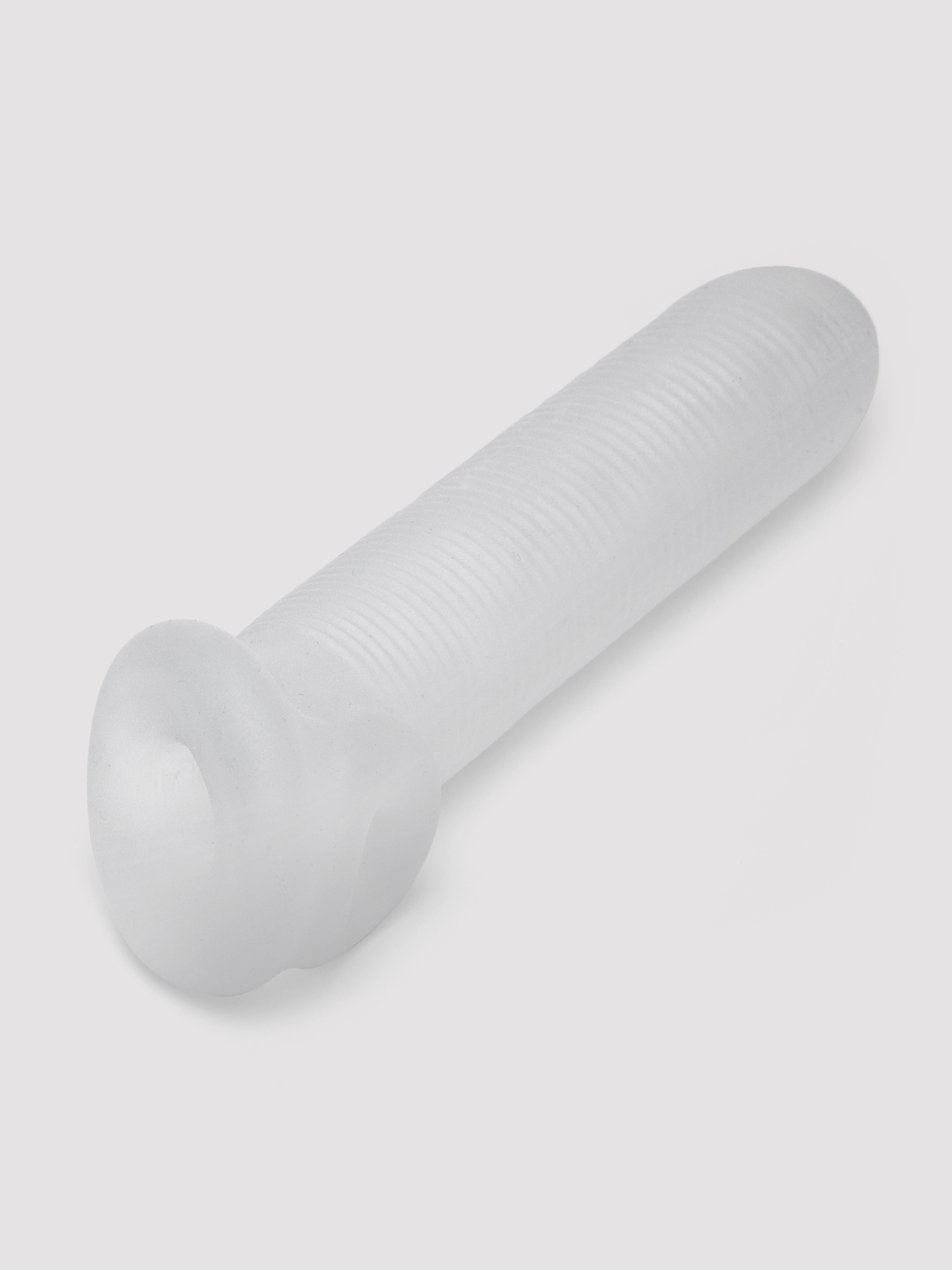 Perfect Fit Fat Boy Micro Ribbed 7.5 Inch Penis Sleeve with Ball Loop, Clear, hi-res