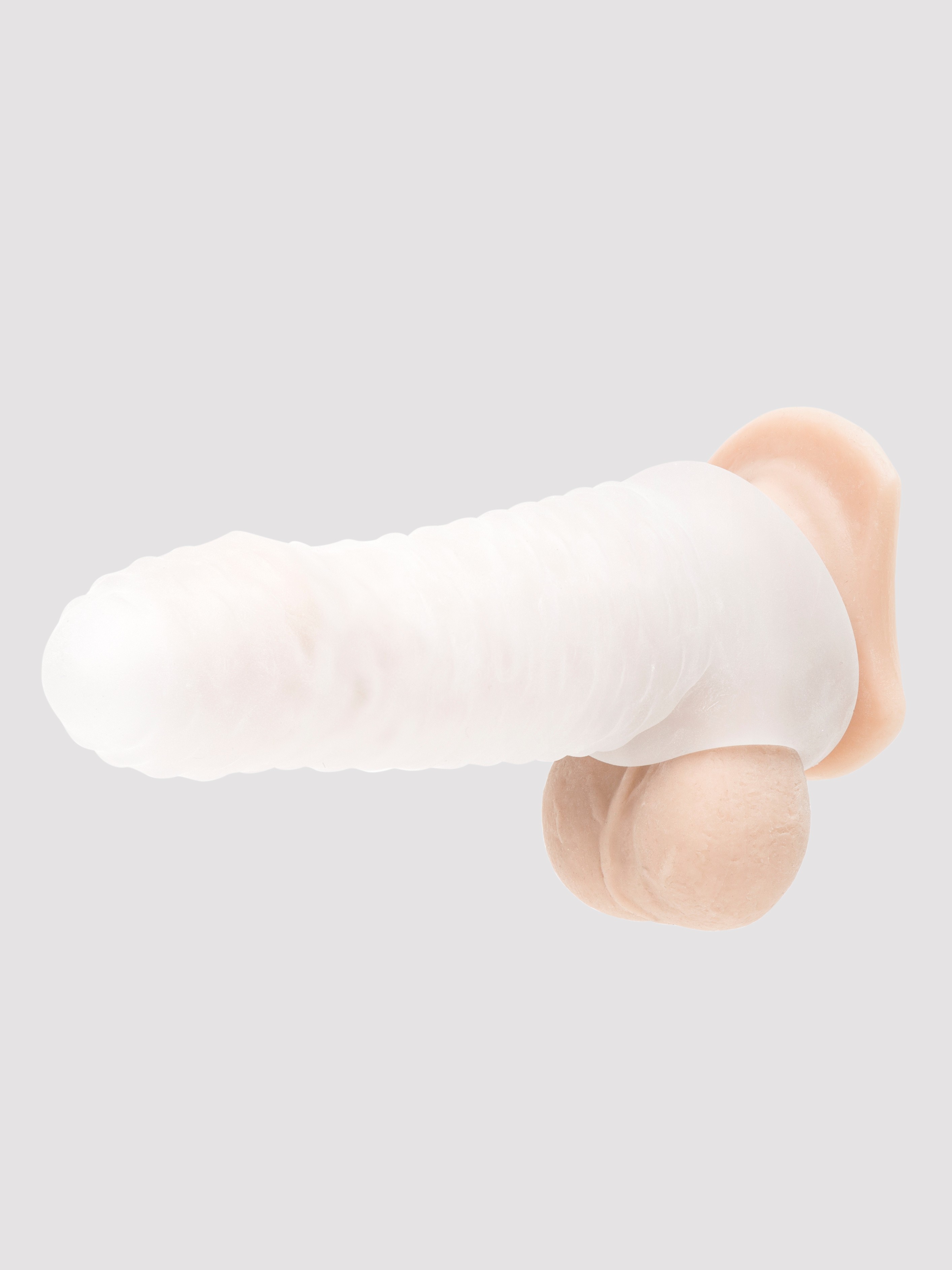 Perfect Fit Fat Boy Checker Textured 7.5 Inch Penis Sleeve with Ball Loop, Clear, hi-res