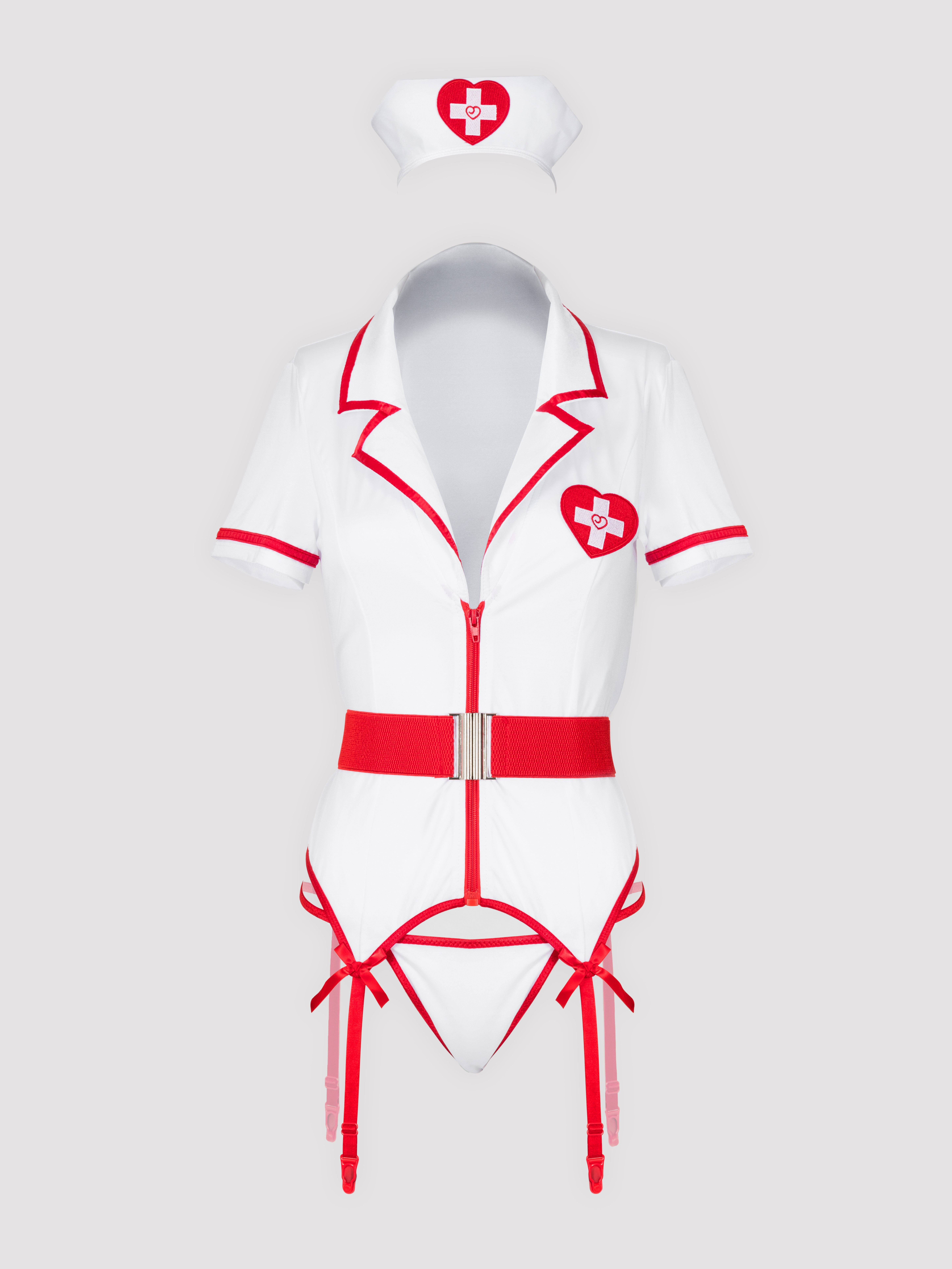 Lovehoney Fantasy Heartbeat Hottie Nurse Costume, White, hi-res