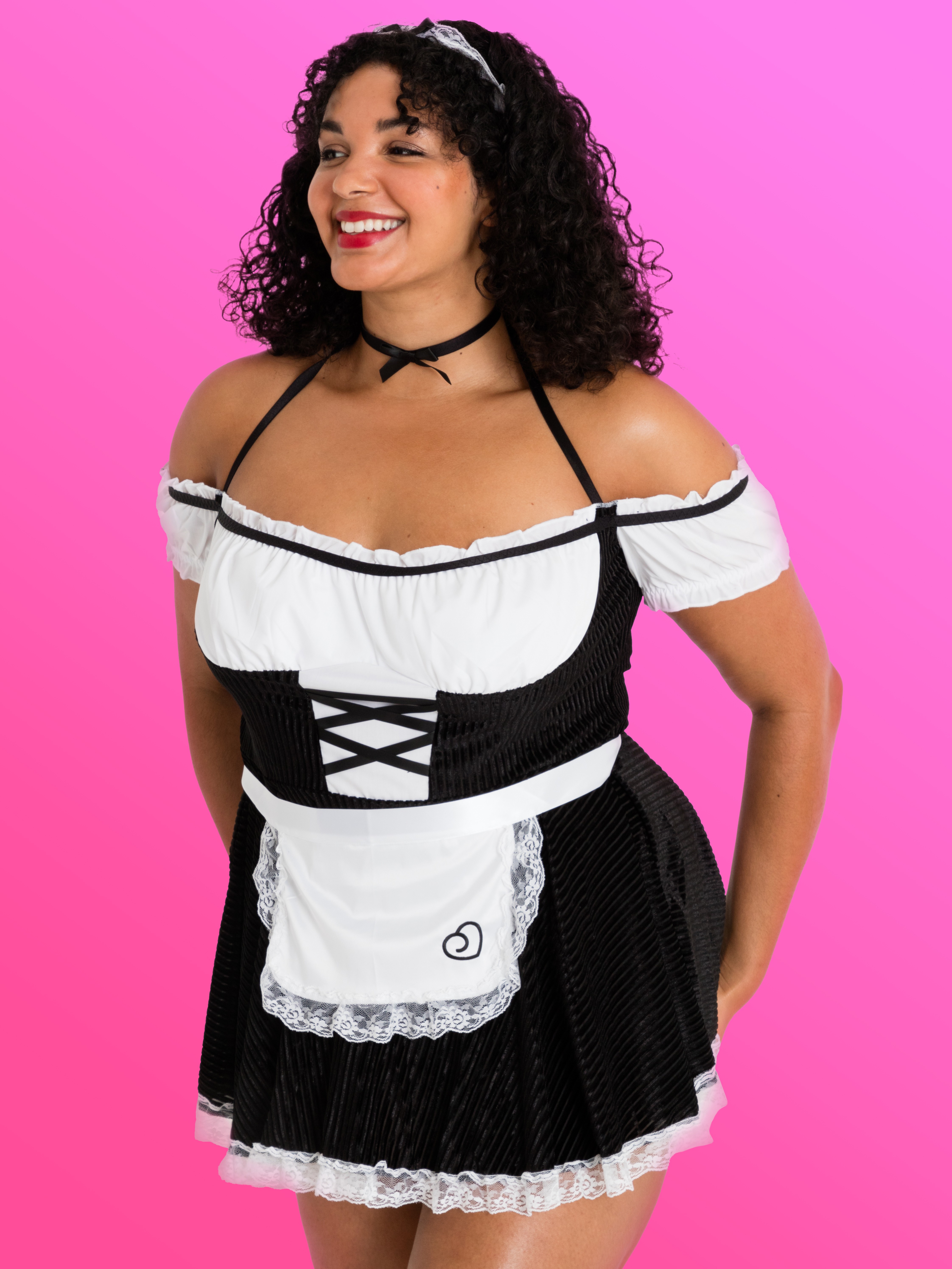 Lovehoney Fantasy French Fancy Maid Costume, Black, vanilla