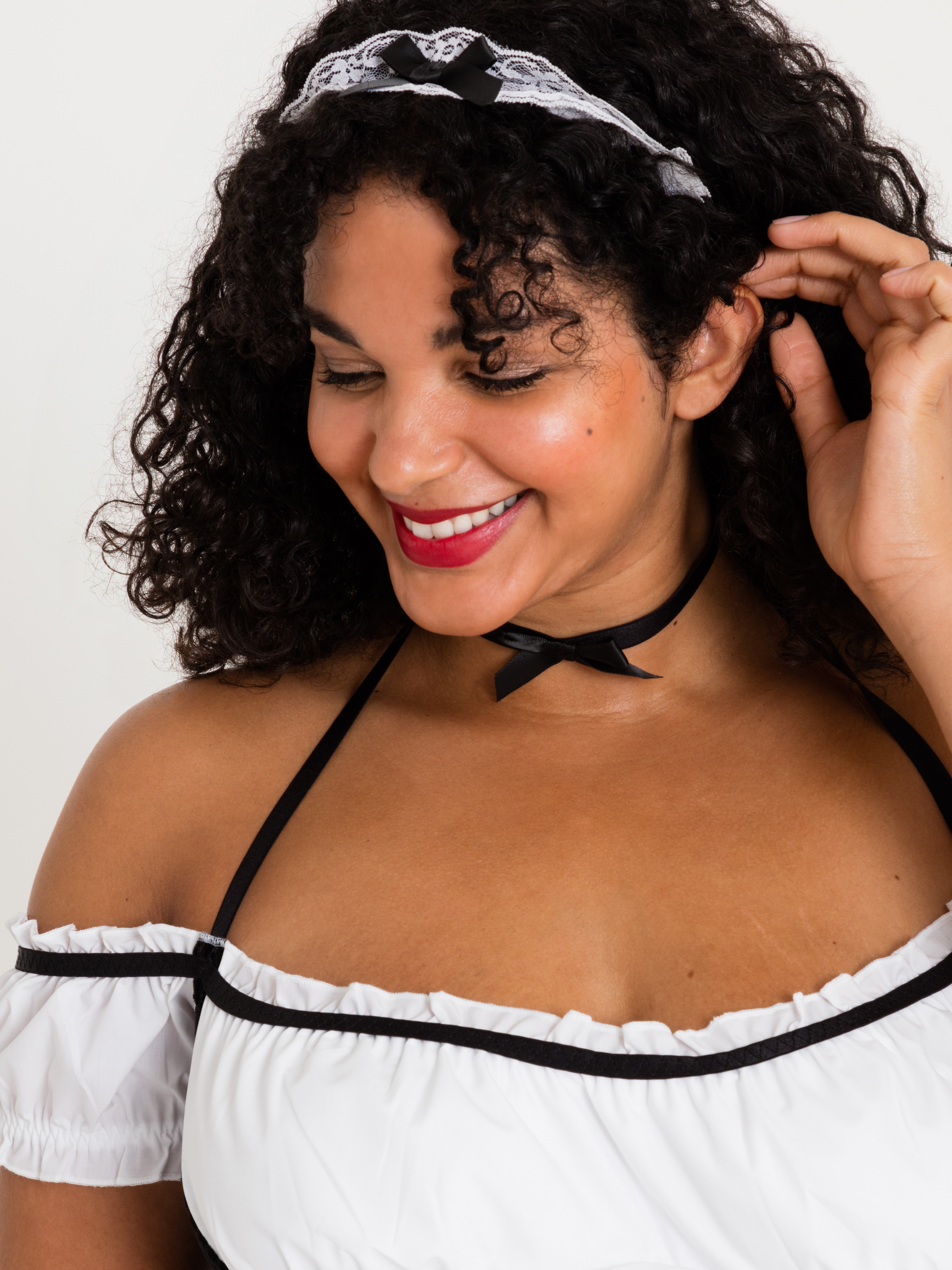 Lovehoney Fantasy French Fancy Maid Costume, Black, vanilla