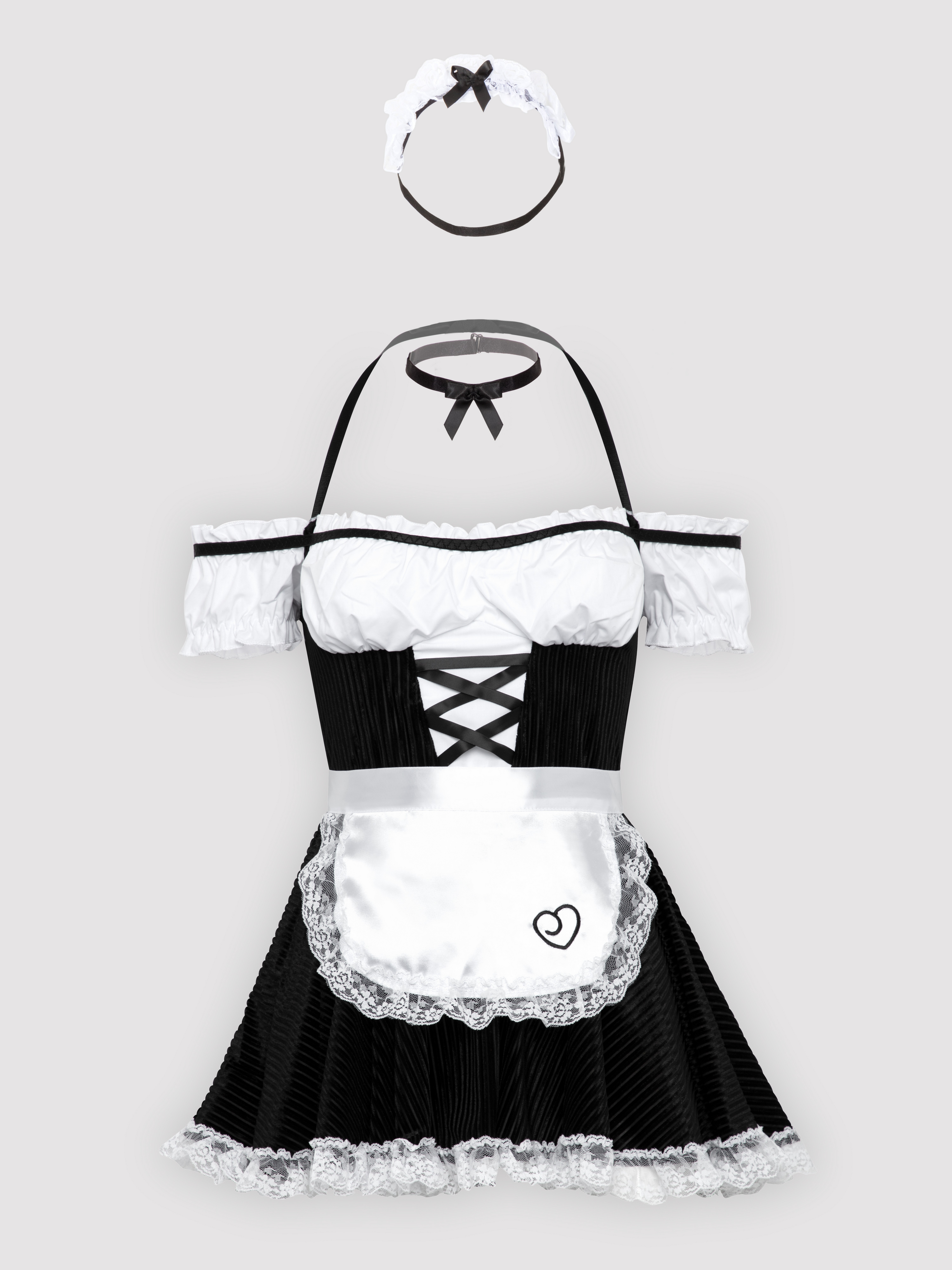 Lovehoney Fantasy French Fancy Maid Costume, Black, vanilla