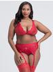 Lovehoney Beau Red Lace Bra Set, Red, hi-res