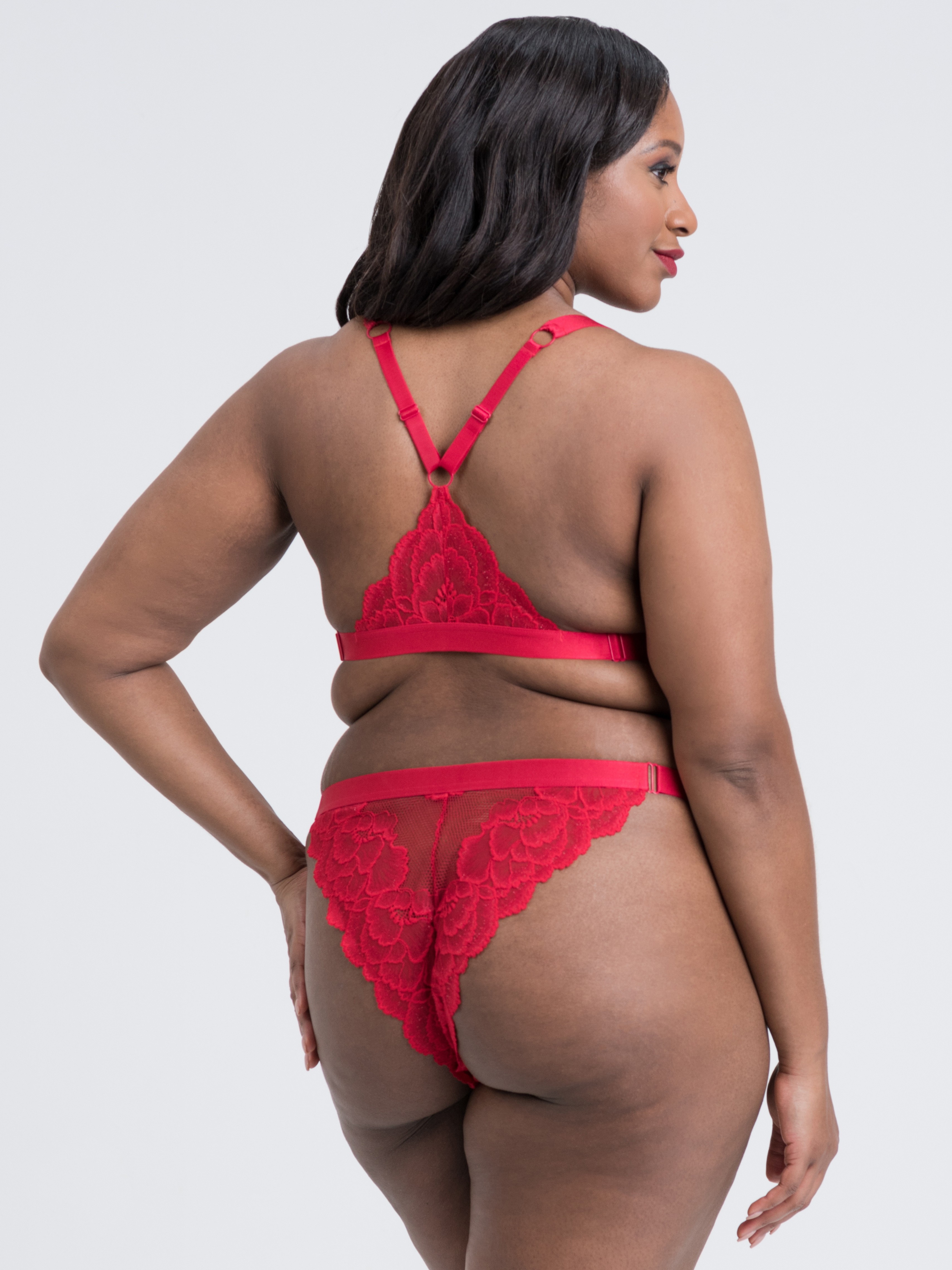 Lovehoney Beau Red Lace Cut-Out Teddy, Red, hi-res