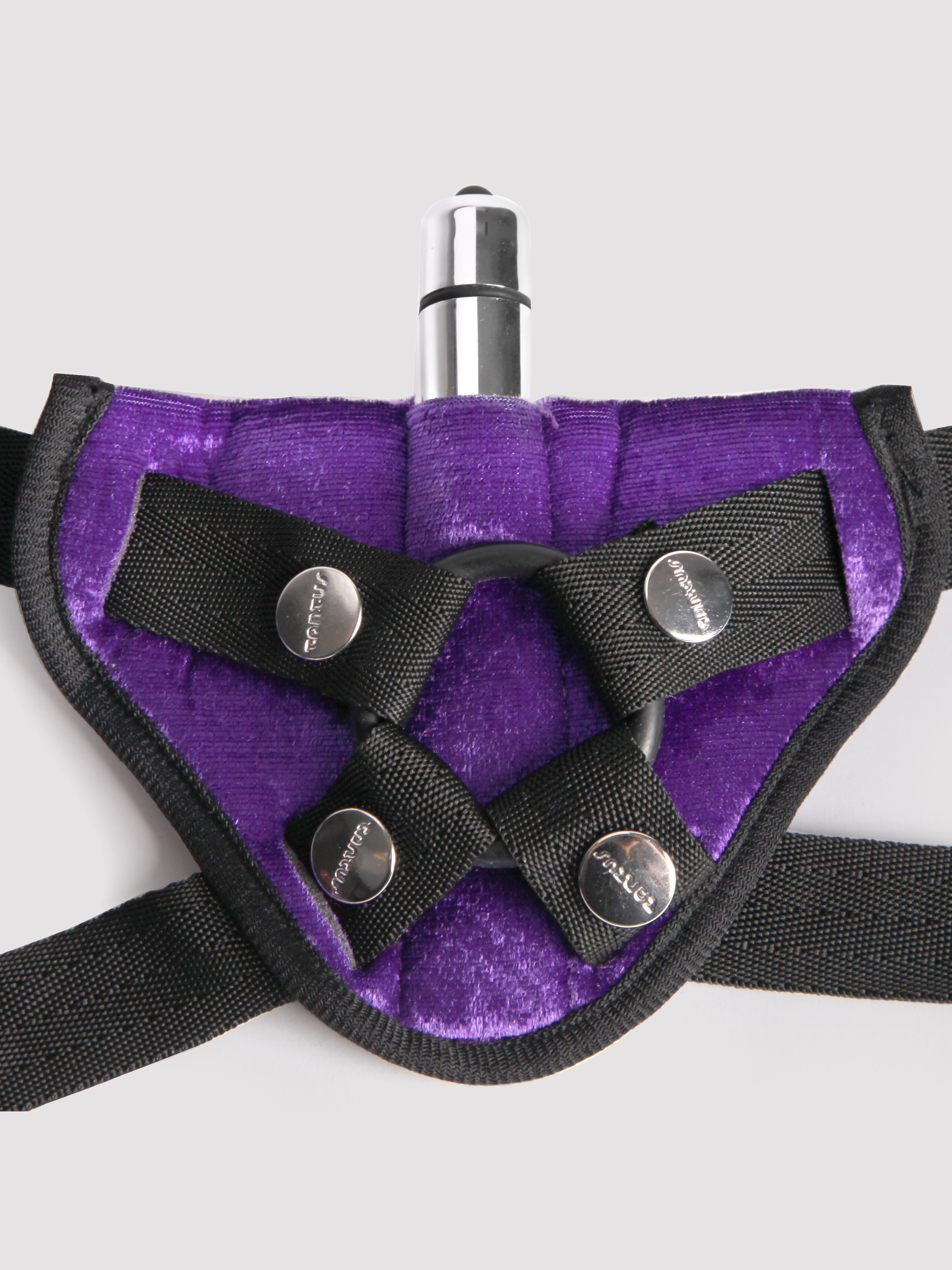 Tantus Beginner's Unisex Vibrating Strap-On Harness Kit (6 Piece), Purple, hi-res