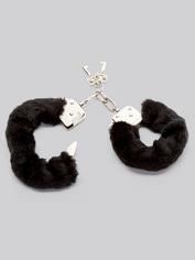 Lovehoney Black Furry Handcuffs, Black, hi-res
