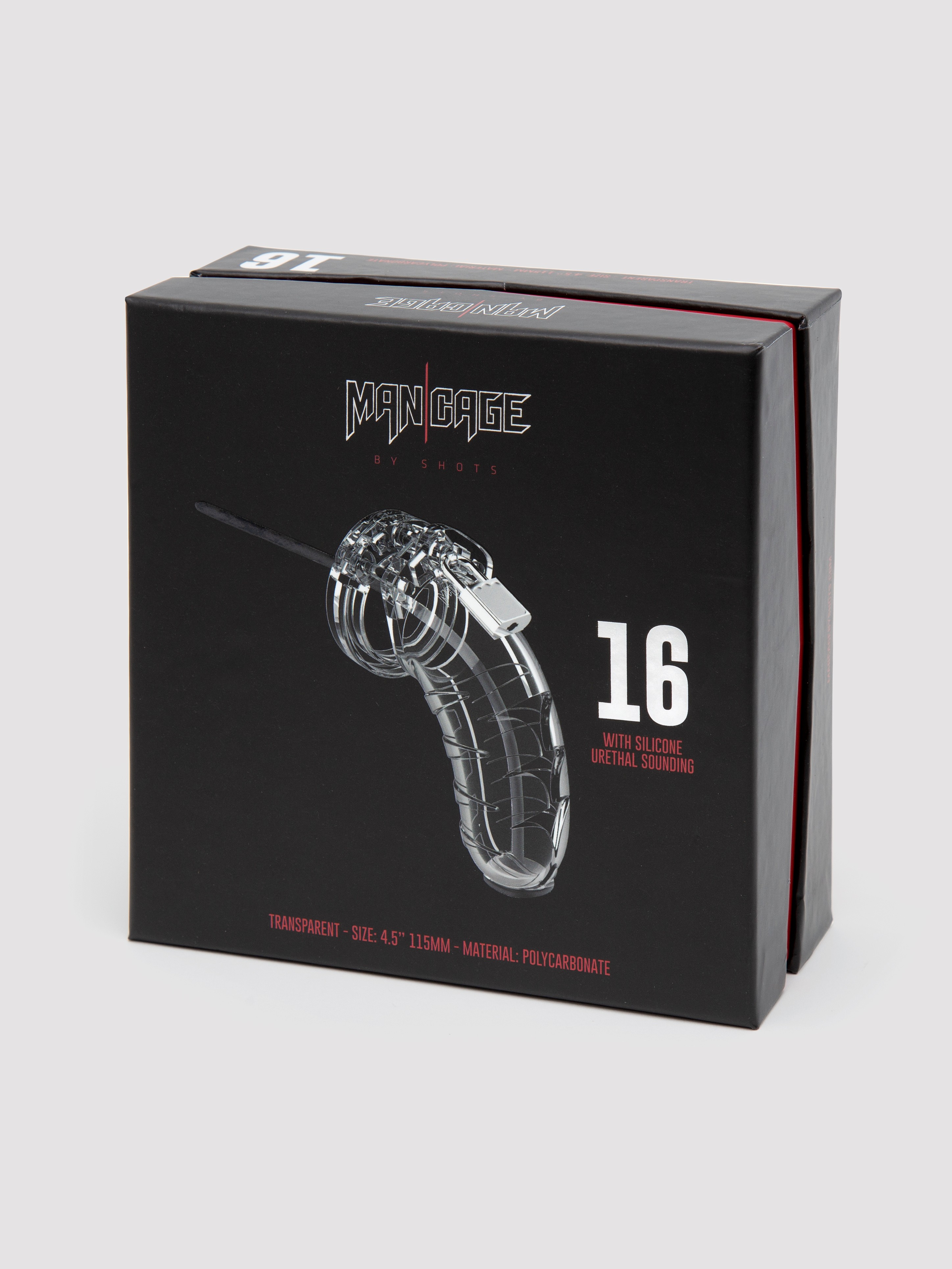 Man Cage Medium Chastity Cage with Silicone Urethral Sound, Clear, hi-res