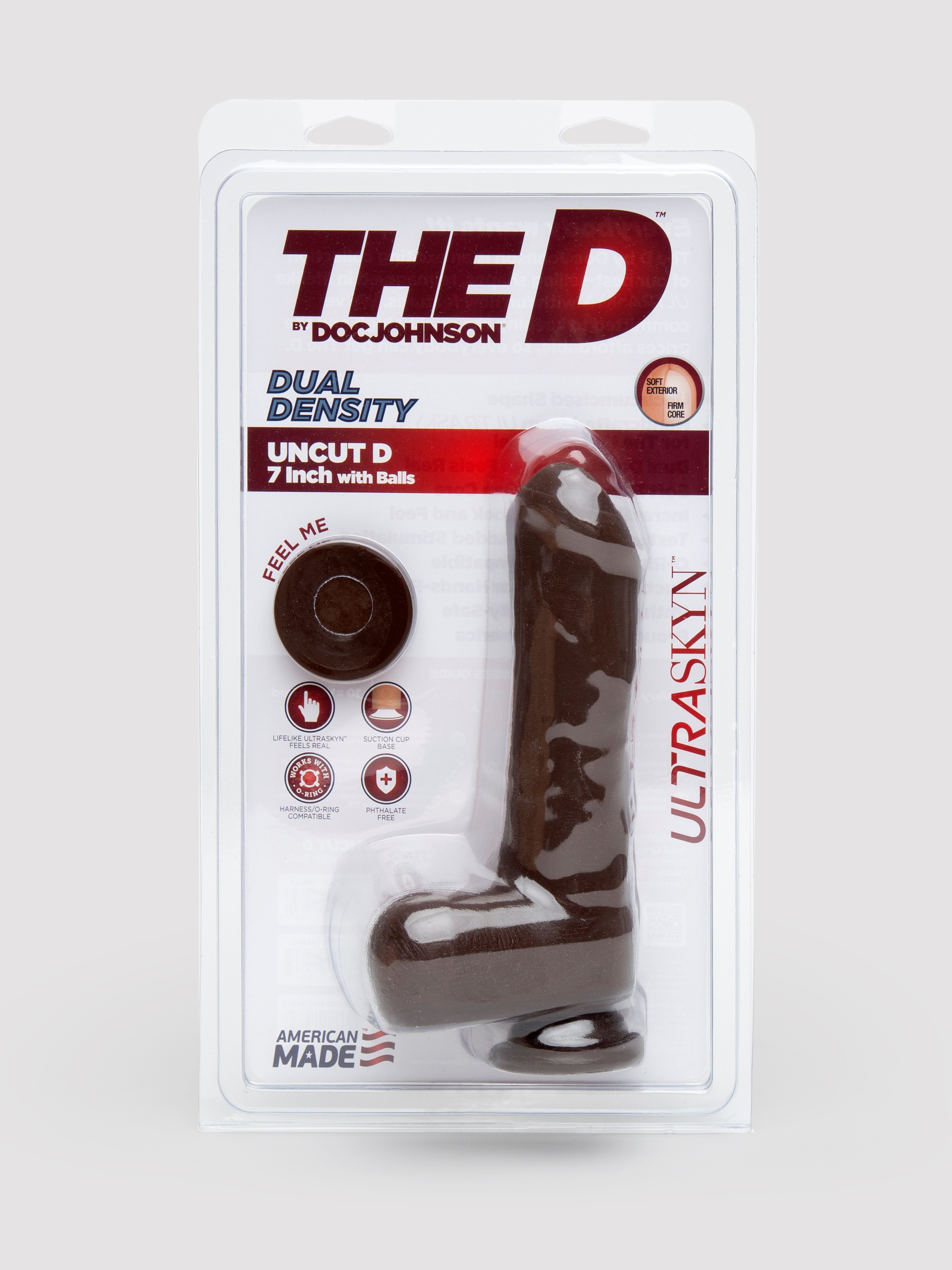 Doc Johnson The D Uncut D Dual Density Realistic Dildo 6 Inch, Flesh Brown, hi-res